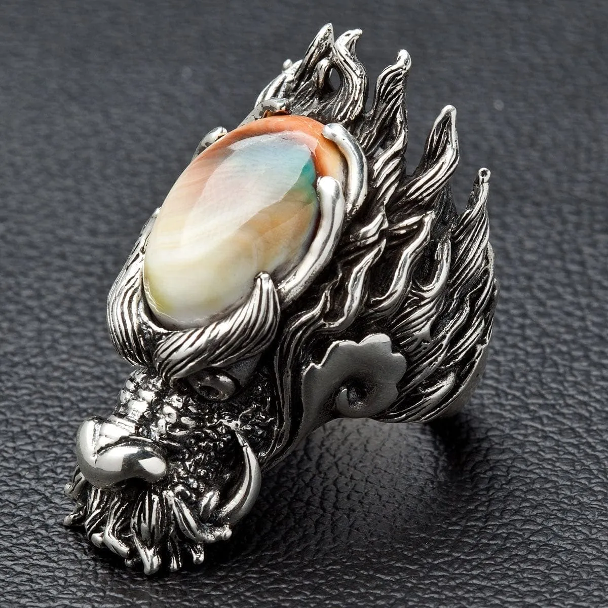 Dragon Head Sterling Silver Men's Ring