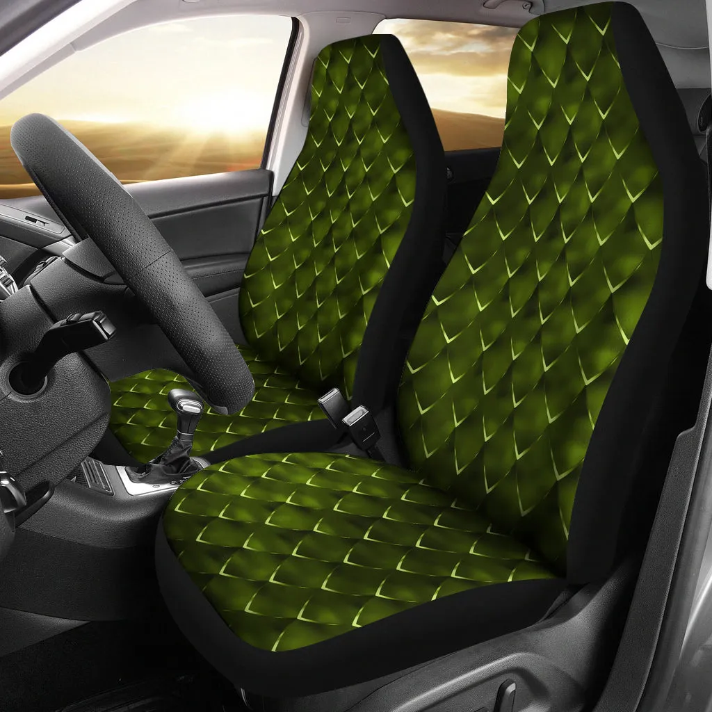 Dragon Scales Car Seat Covers Green Fantasy Mythology