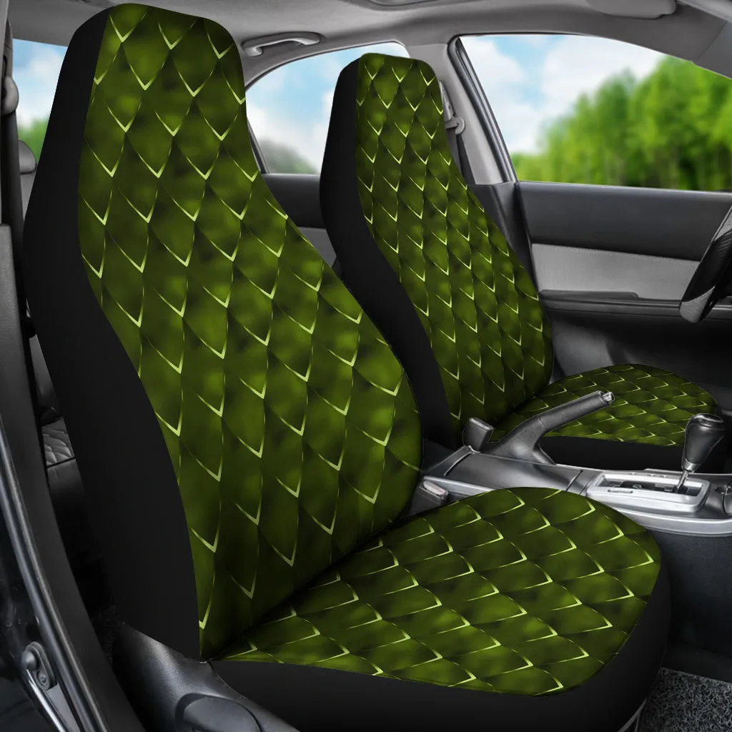 Dragon Scales Car Seat Covers Green Fantasy Mythology