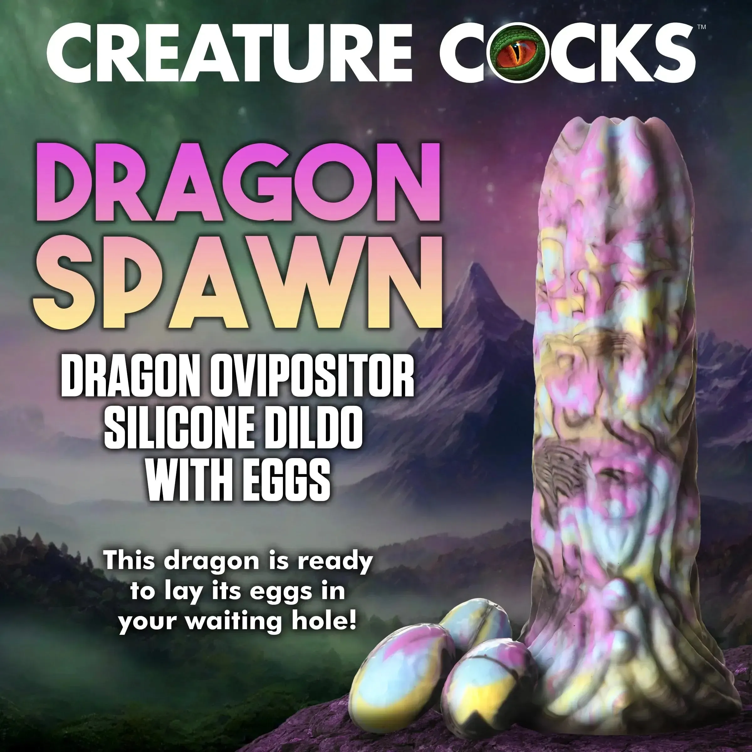 Dragon Spawn Ovipositor Silicone Fantasy Role Play Dildo With Eggs