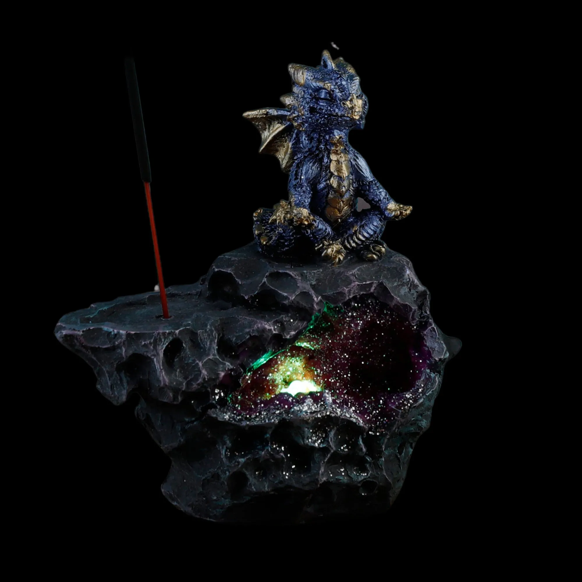 Elements Yoga Dragon LED Crystal Cave Ashcatcher Incense Stick Burner