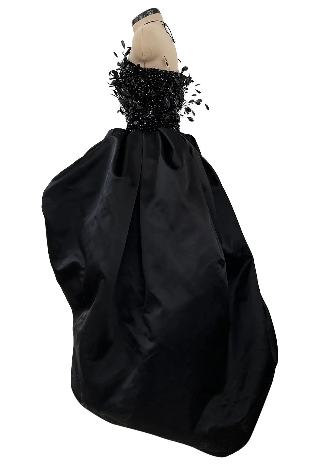 Extraordinary Fall 1996 Nina Ricci by Girard Pipard Haute Couture Feather & Beaded Silk Dress