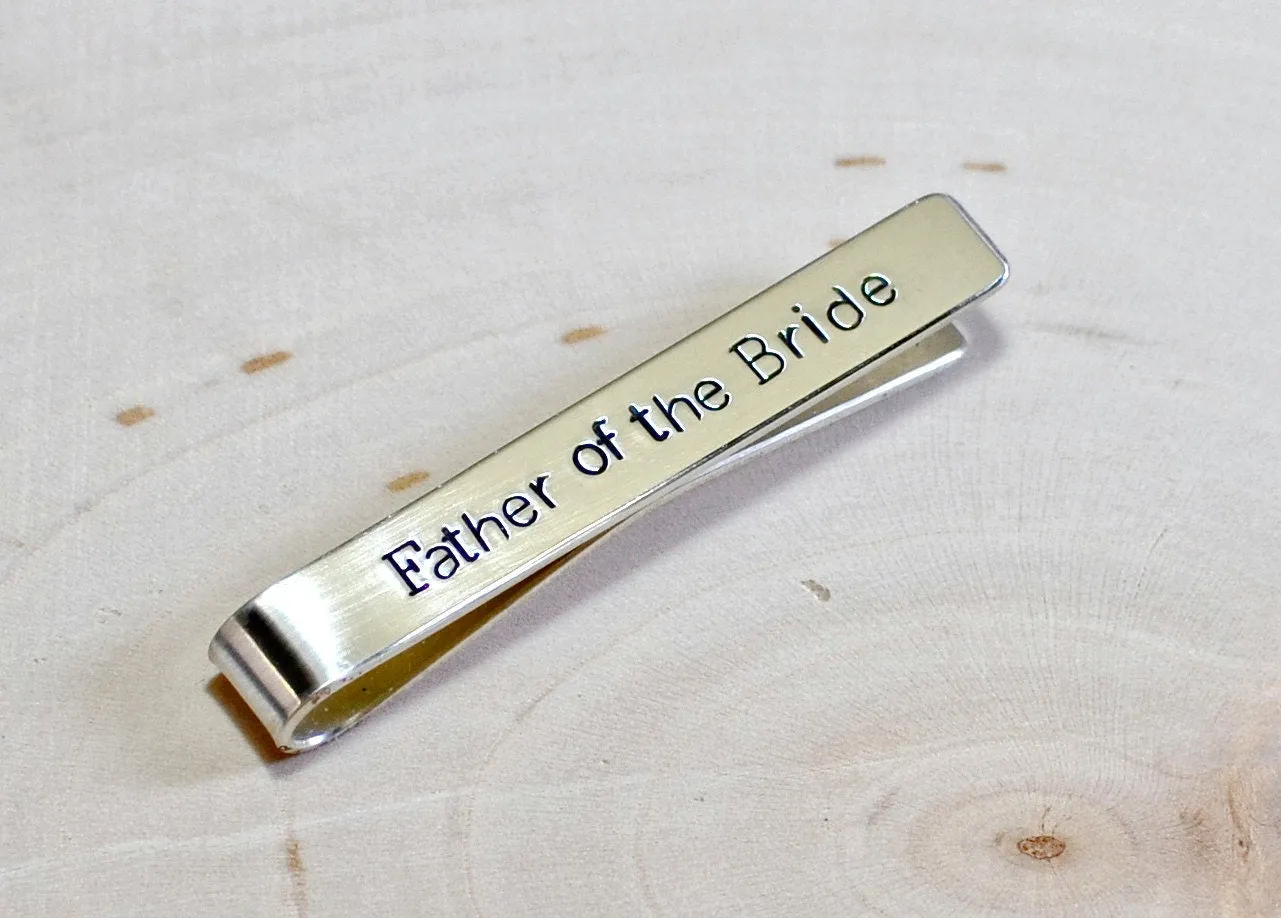 Father of the bride on a sterling silver tie clip
