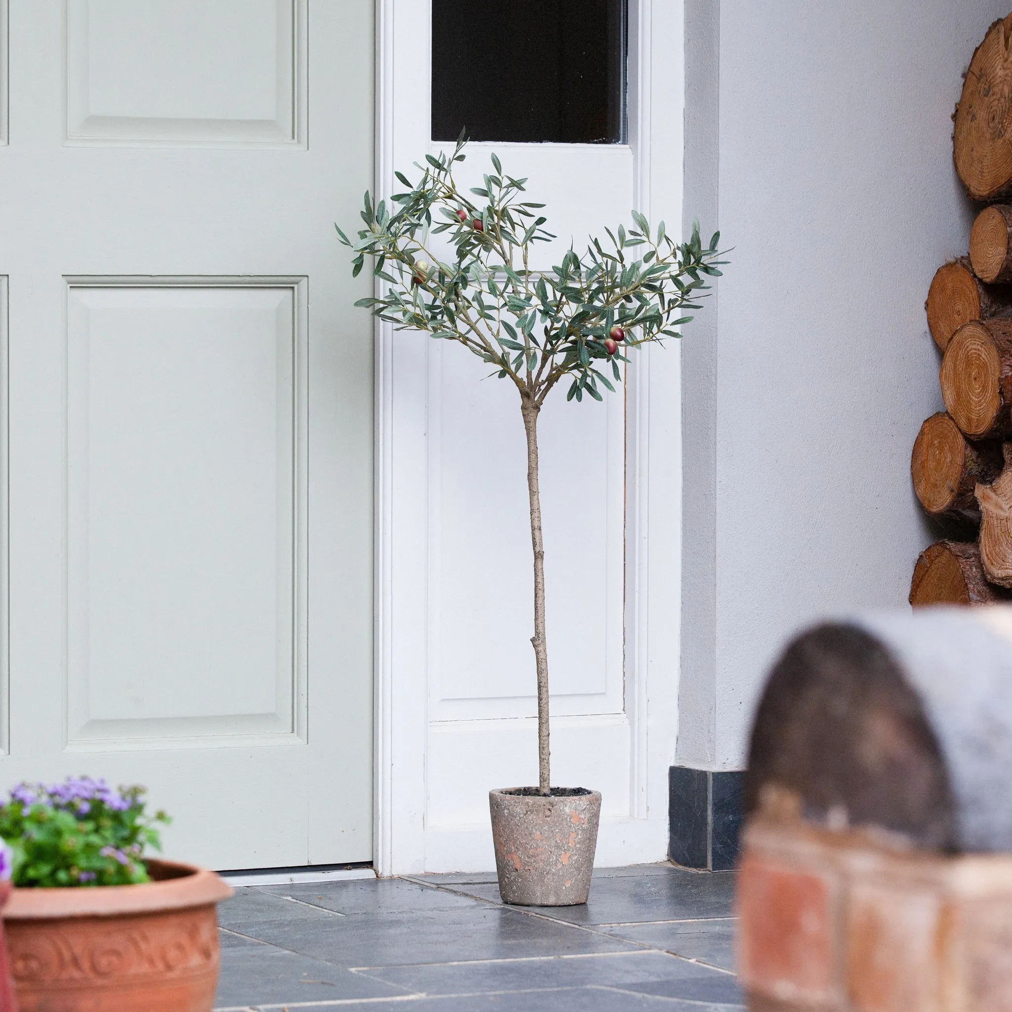 Faux Olive Tree in Ceramic Garden Pot
