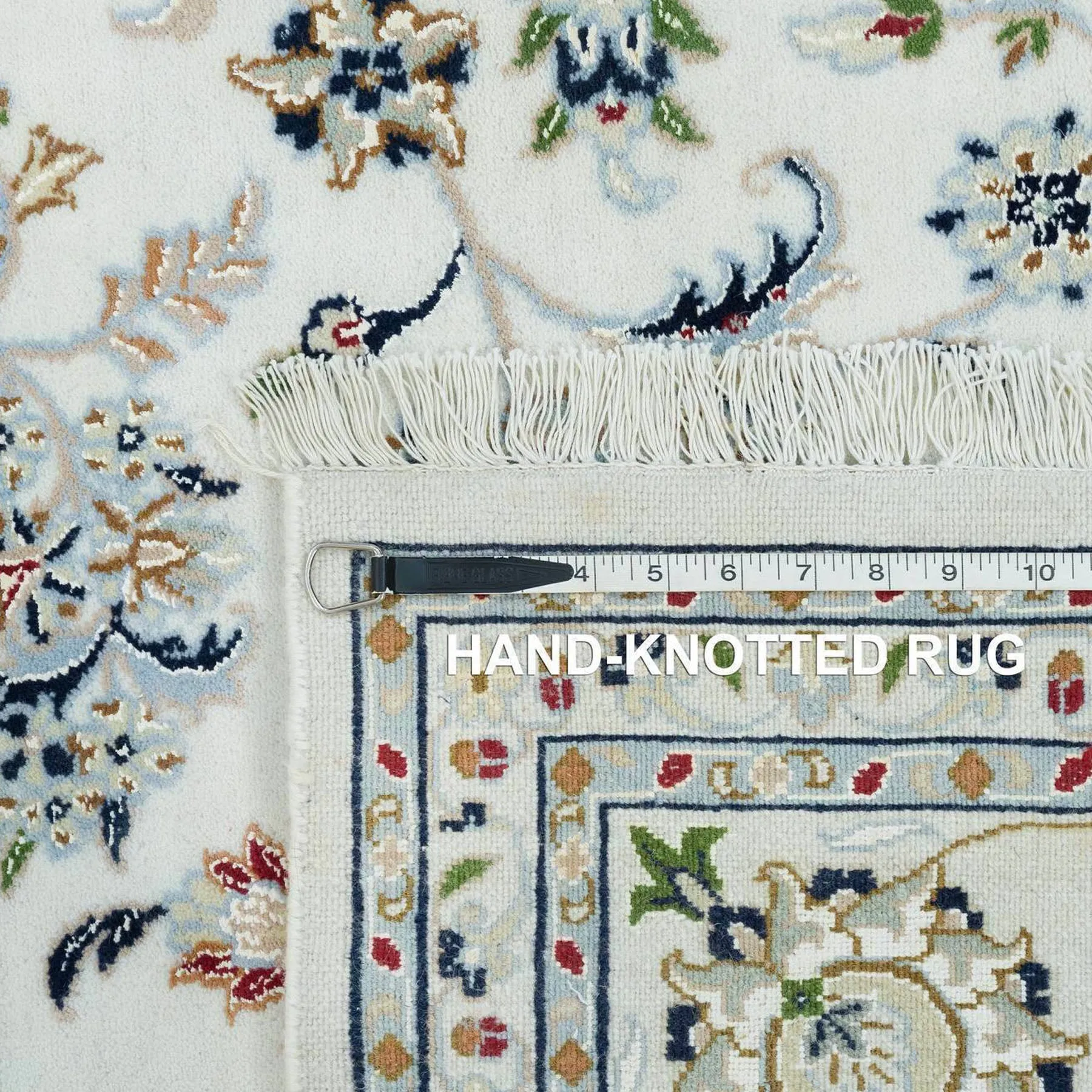 Fine Traditional Nain Design Hand-Knotted Wool & Silk Handmade Rug (Size 8.0 X 10.0) Cwral-9822
