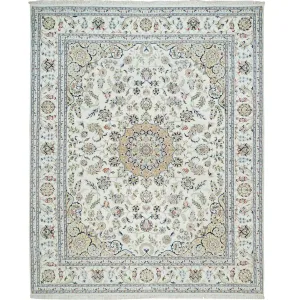 Fine Traditional Nain Design Hand-Knotted Wool & Silk Handmade Rug (Size 8.0 X 10.0) Cwral-9822
