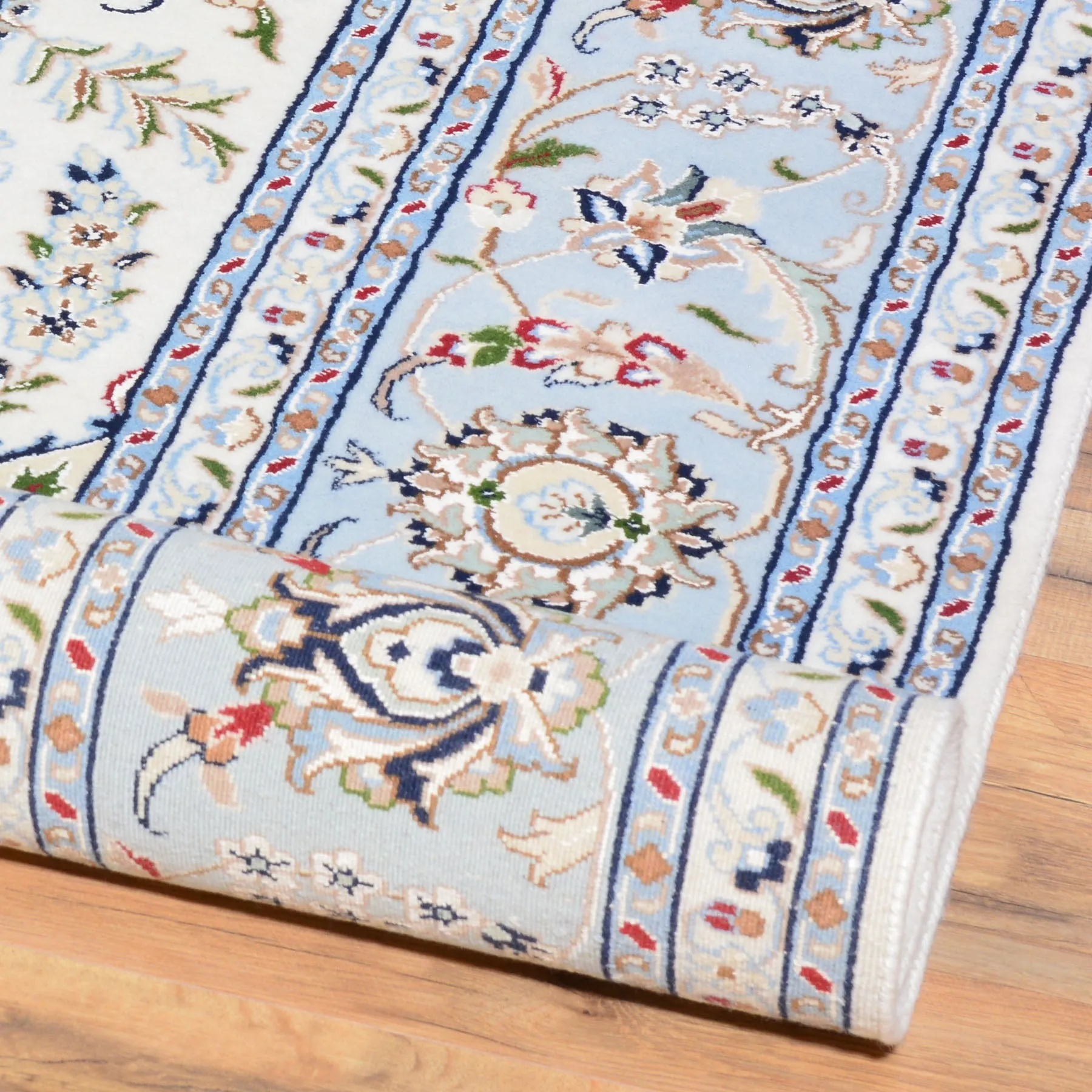Fine Traditional Nain Design Hand-Knotted Wool Silk Handmade Rug (Size 8.2 X 10.0) Cwral-7497