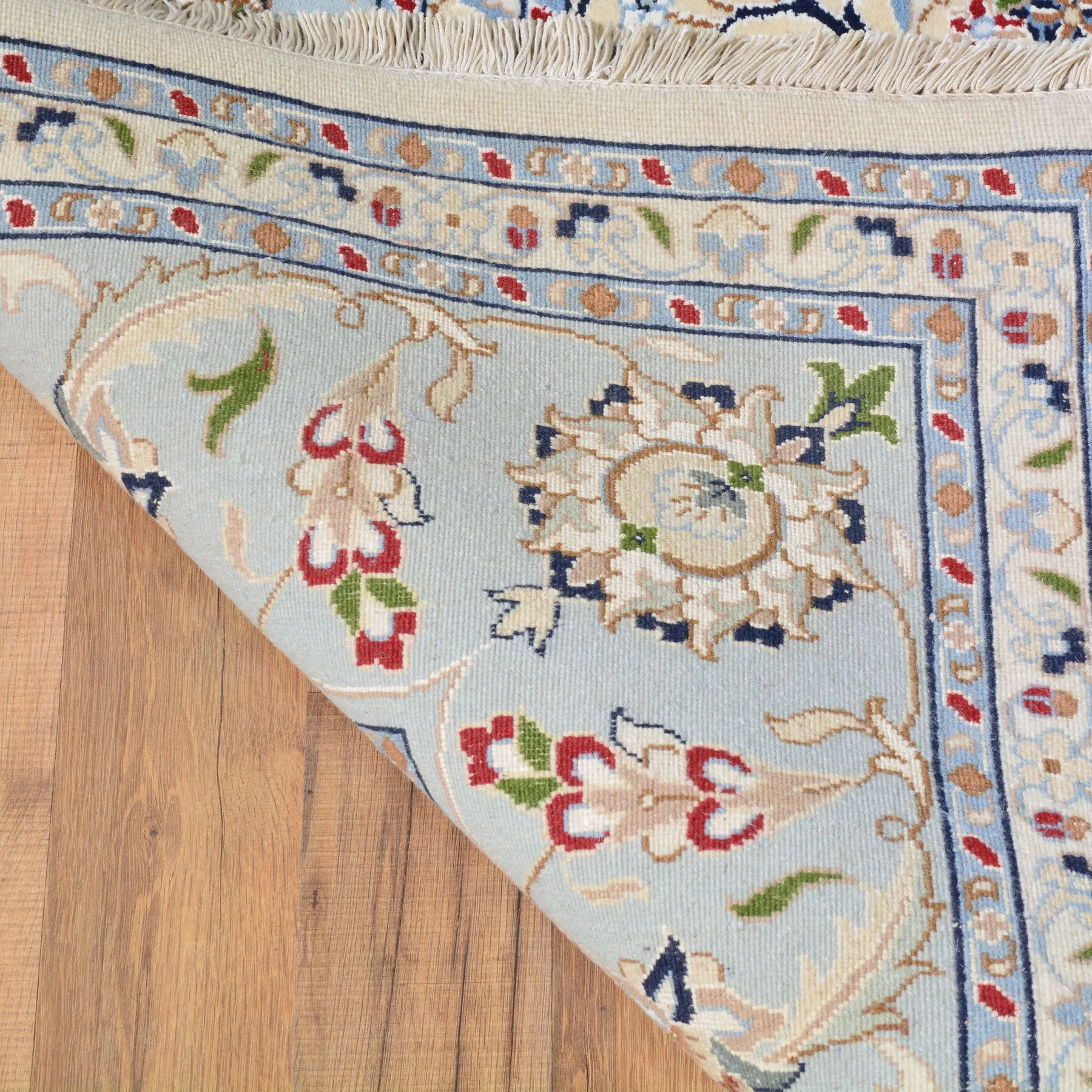 Fine Traditional Nain Design Hand-Knotted Wool Silk Handmade Rug (Size 8.2 X 10.0) Cwral-7497