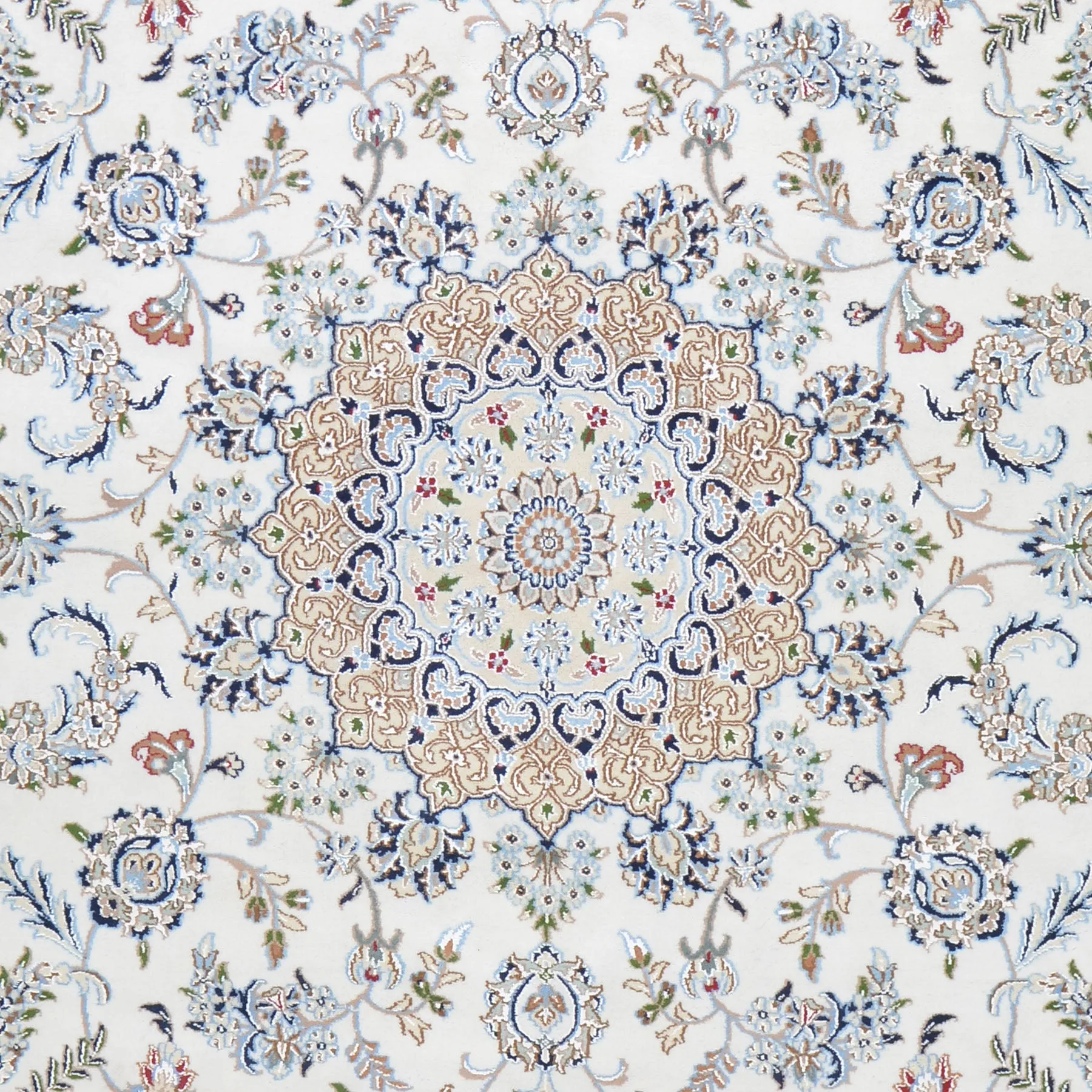 Fine Traditional Nain Design Hand-Knotted Wool Silk Handmade Rug (Size 8.2 X 10.0) Cwral-7497