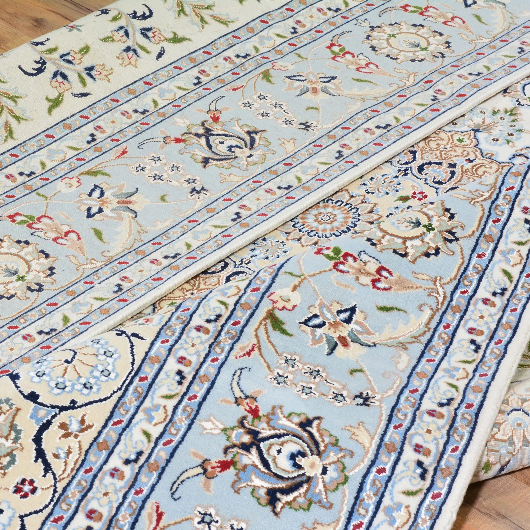 Fine Traditional Nain Design Hand-Knotted Wool Silk Handmade Rug (Size 8.2 X 10.0) Cwral-7497