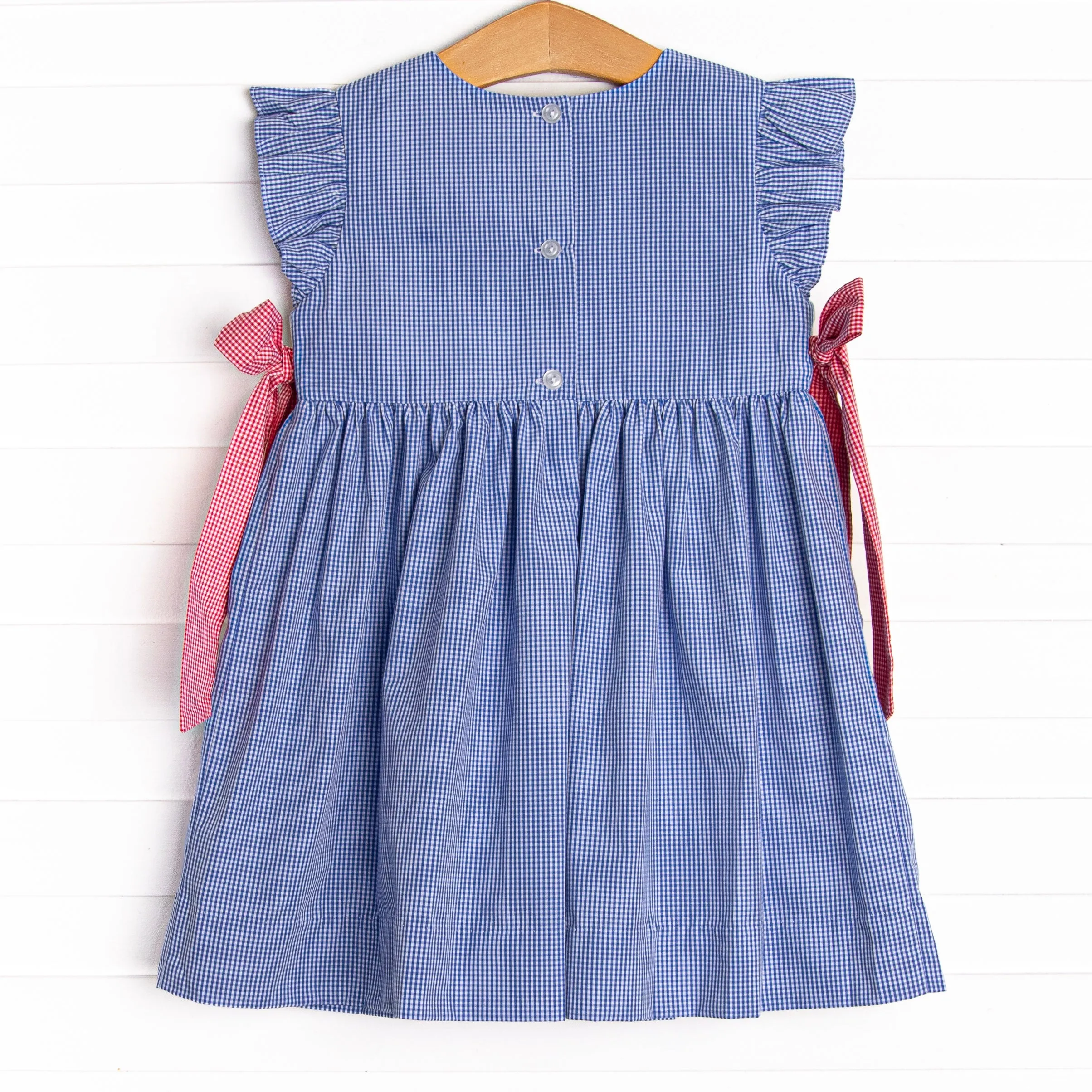Freedom Flags Smocked Side Tie Dress, Blue