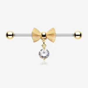 Golden Adorable Mesh Bow-Tie Industrial Barbell