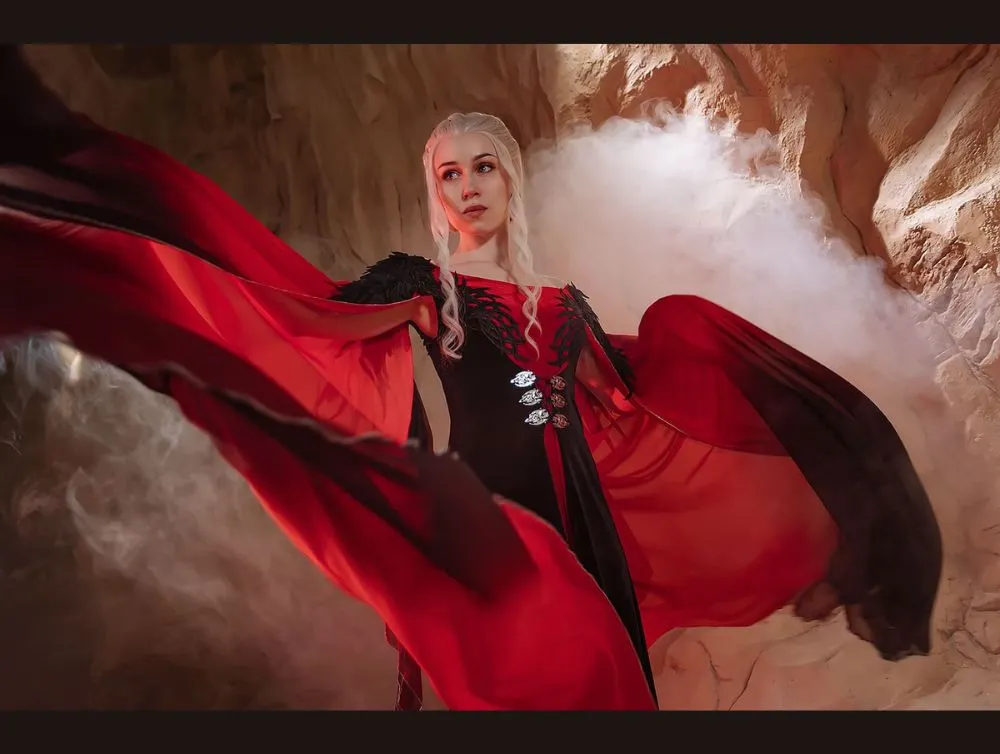 Gothic Fairy dragon style dress with ombre sleeves