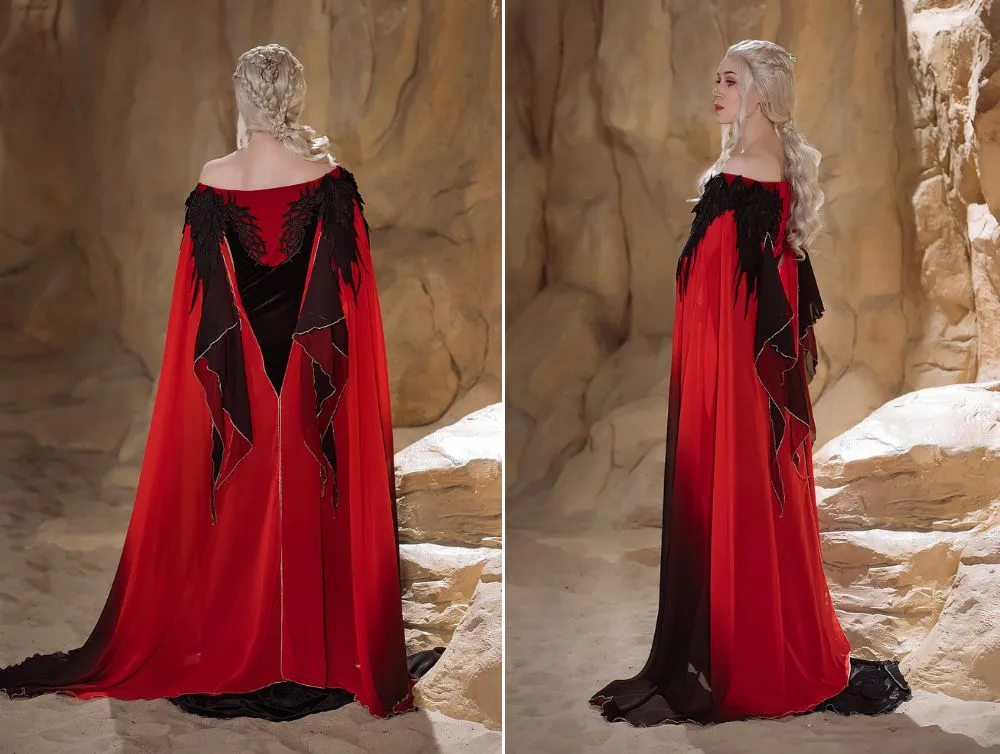Gothic Fairy dragon style dress with ombre sleeves