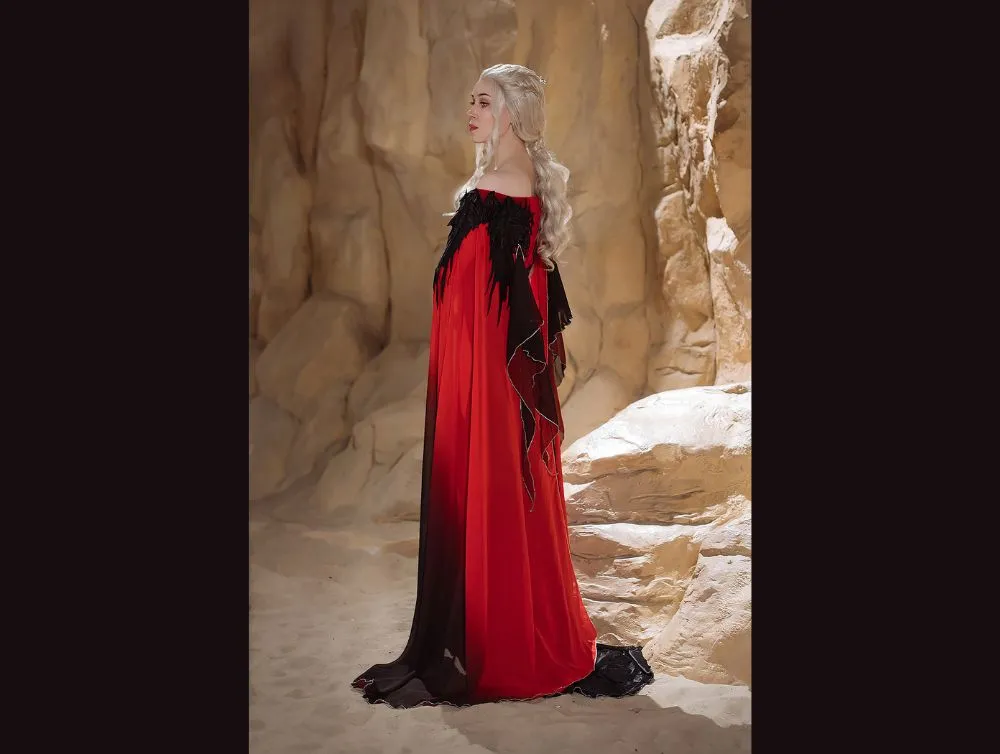 Gothic Fairy dragon style dress with ombre sleeves