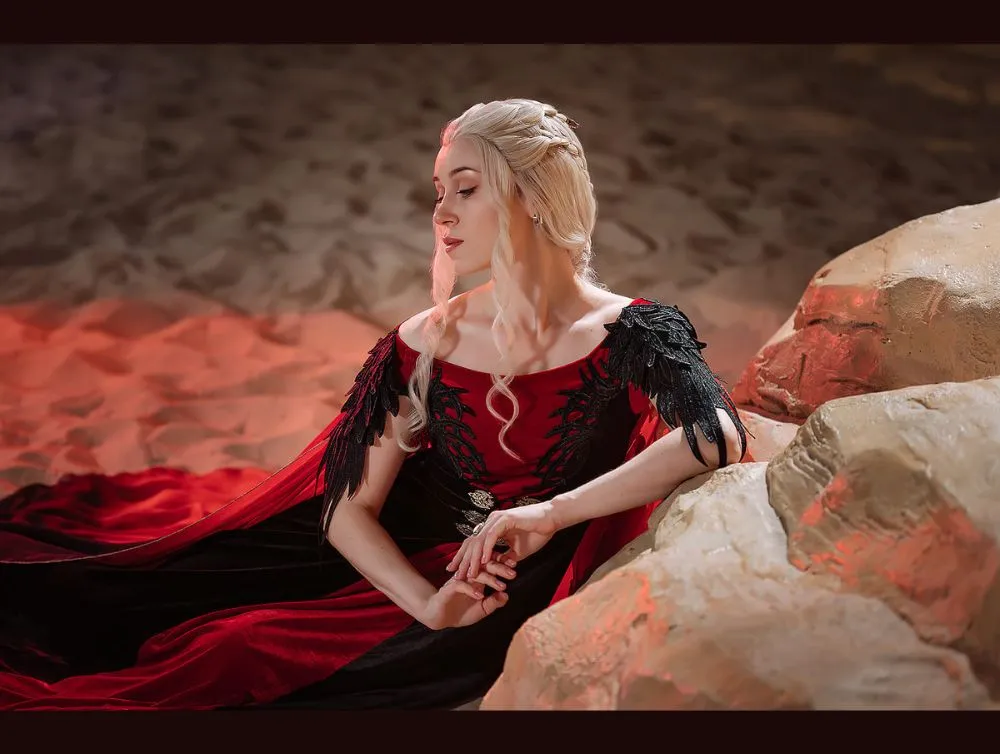 Gothic Fairy dragon style dress with ombre sleeves