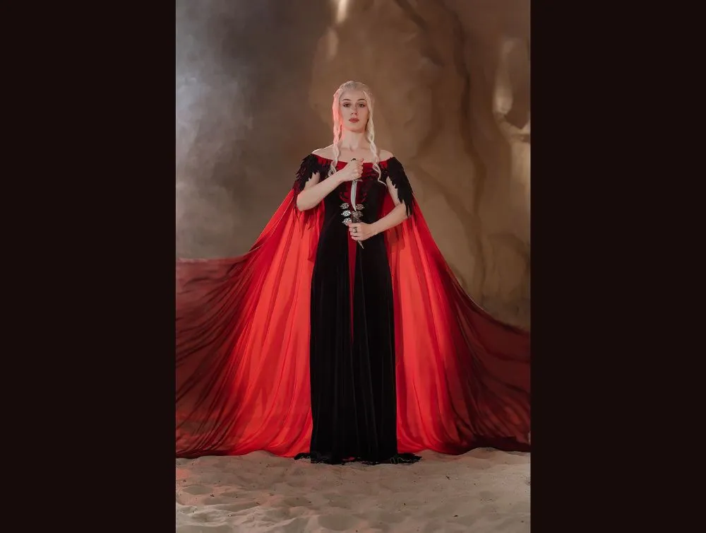 Gothic Fairy dragon style dress with ombre sleeves