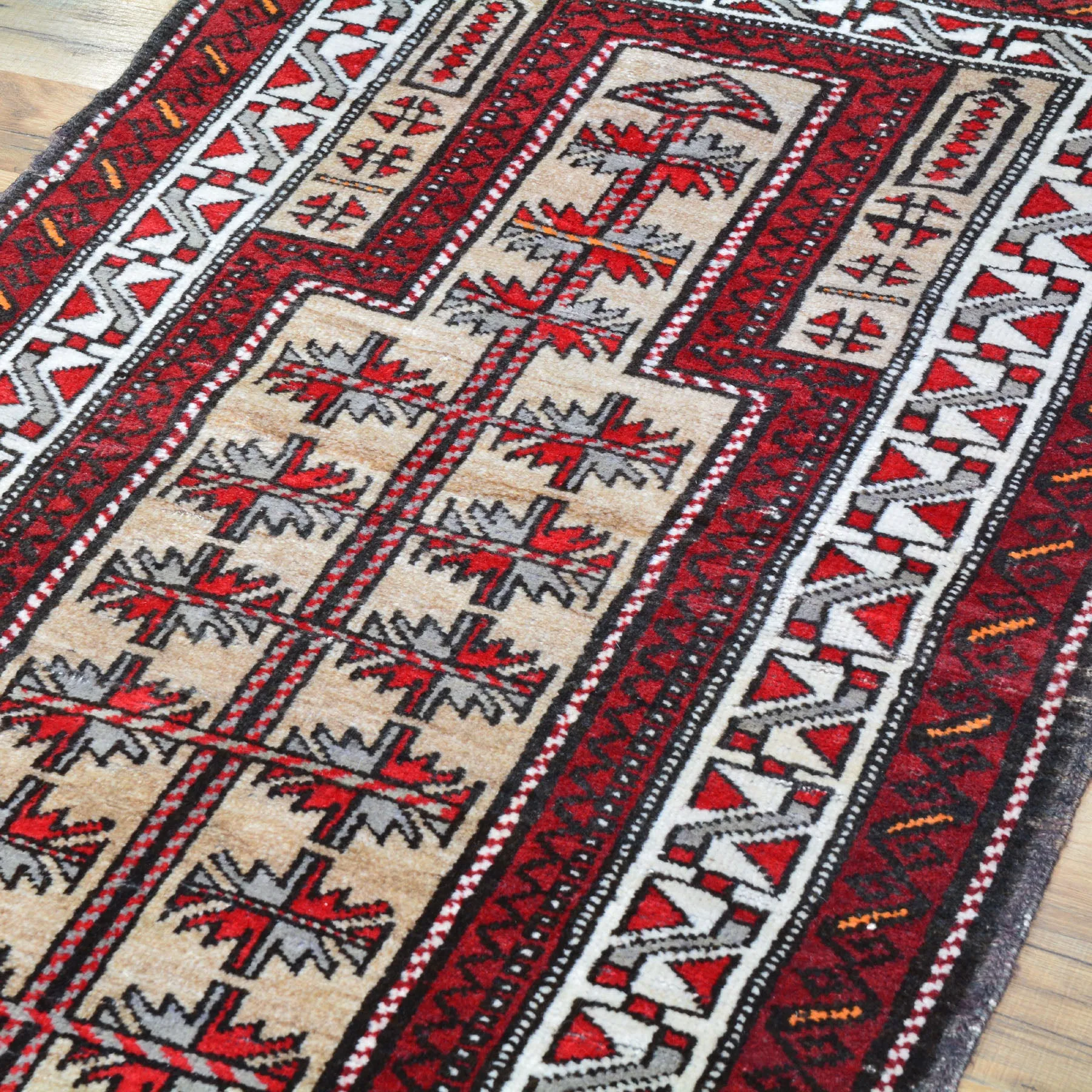 Hand-Knotted Afghan Baluch Prayer Rug Wool Handmade (Size 2.6 X 4.2) Brrsf-1779