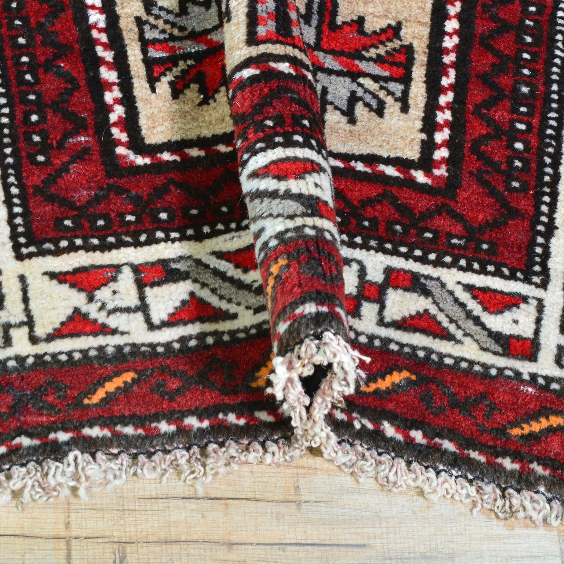 Hand-Knotted Afghan Baluch Prayer Rug Wool Handmade (Size 2.6 X 4.2) Brrsf-1779