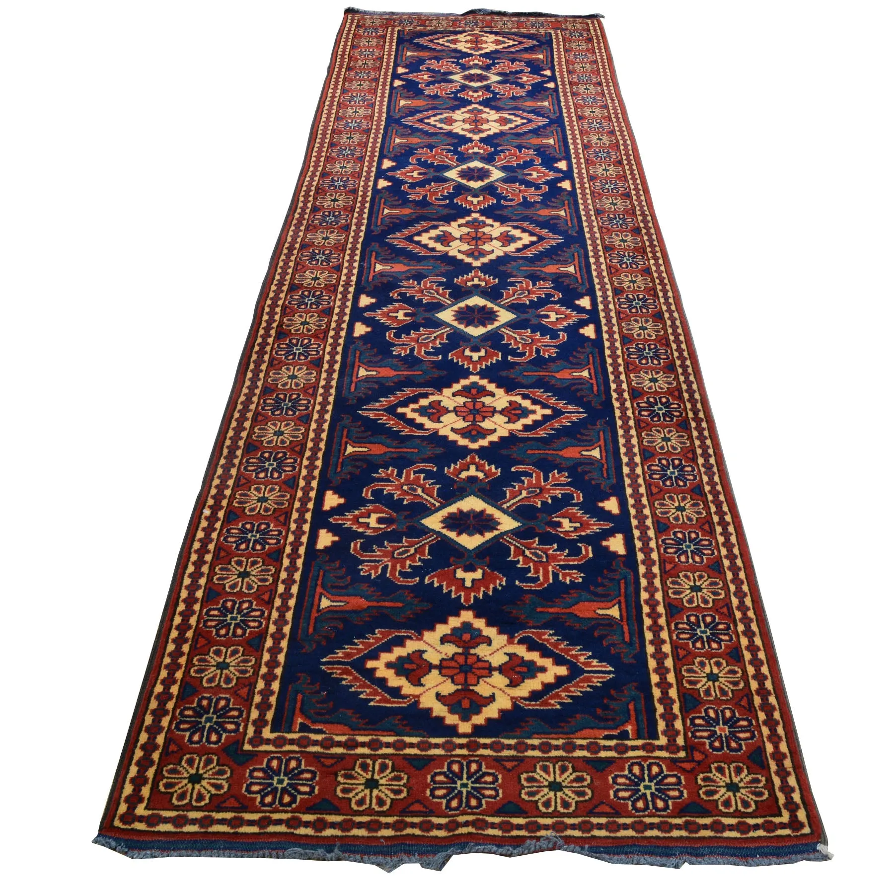 Hand-Knotted Afghan Karagai Design Oriental Handmade Rug (Size 2.10 X 10.2) Cwral-10152