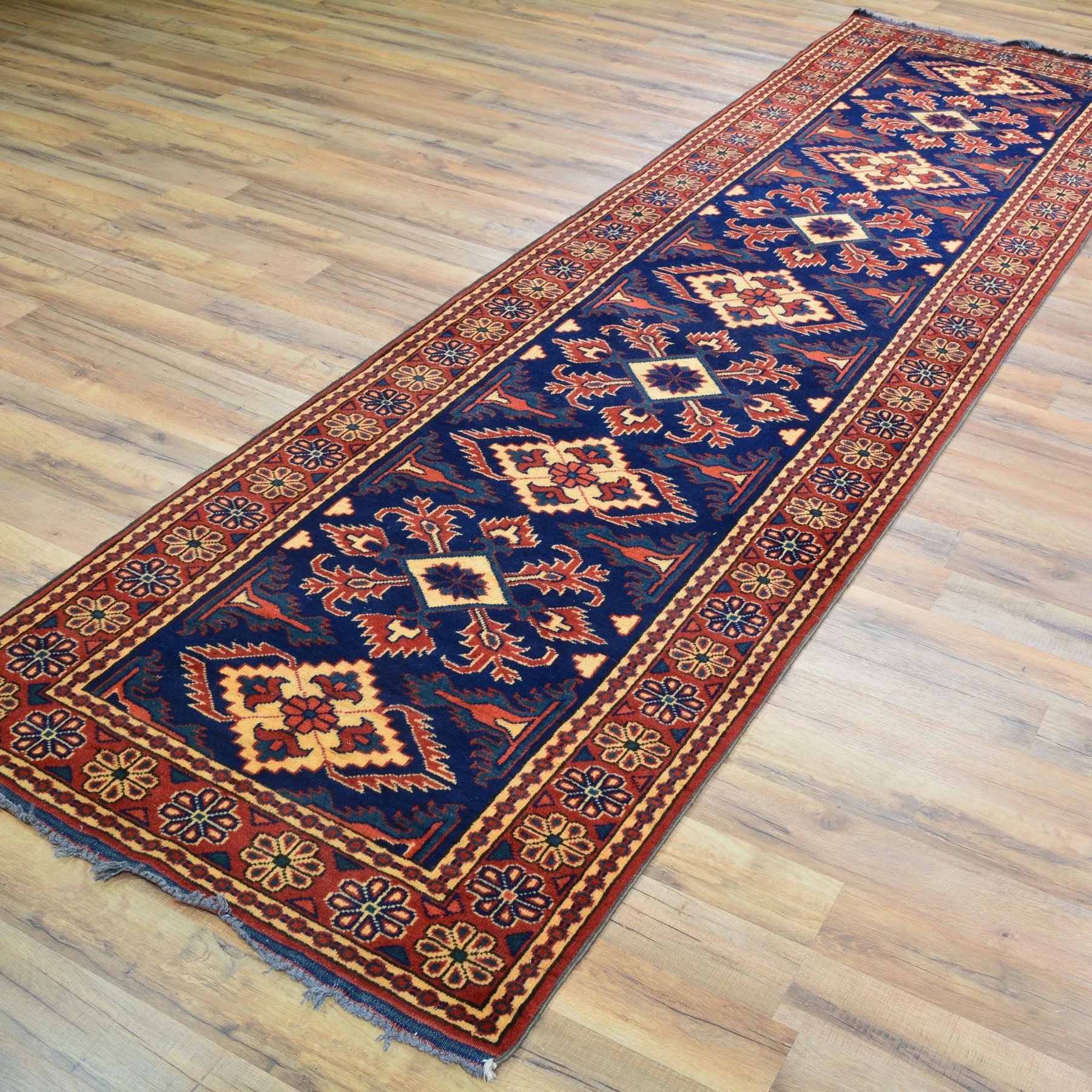 Hand-Knotted Afghan Karagai Design Oriental Handmade Rug (Size 2.10 X 10.2) Cwral-10152