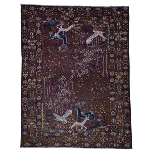 Hand-Knotted Afghan Tribal Pictorial Handmade Oriental Wool Rug (Size 5.4 X 8.1) Cwral-5988