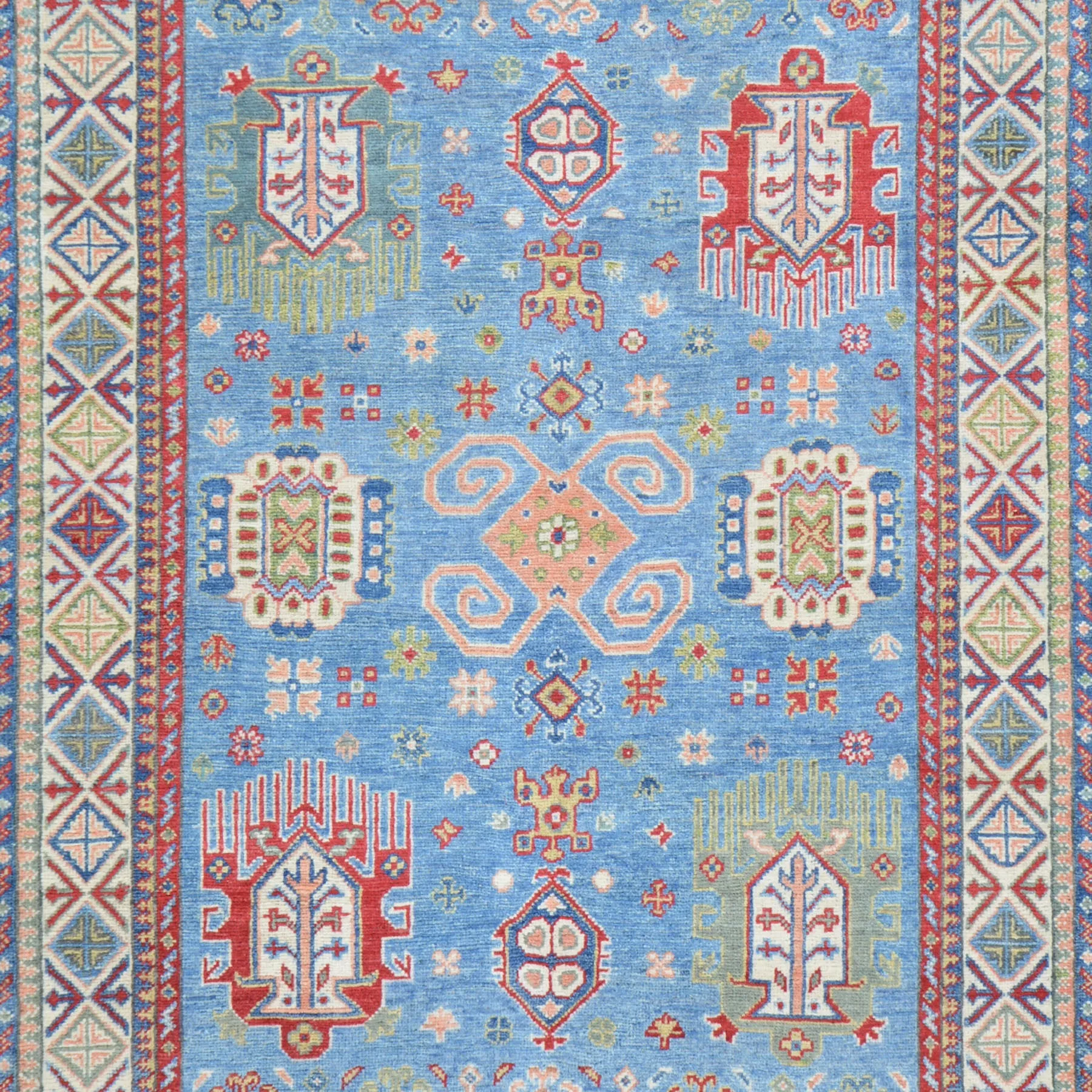 Hand-Knotted Caucasian Design Kazak Wool Handmade Rug (Size 4.0 X 5.9) Cwral-10611