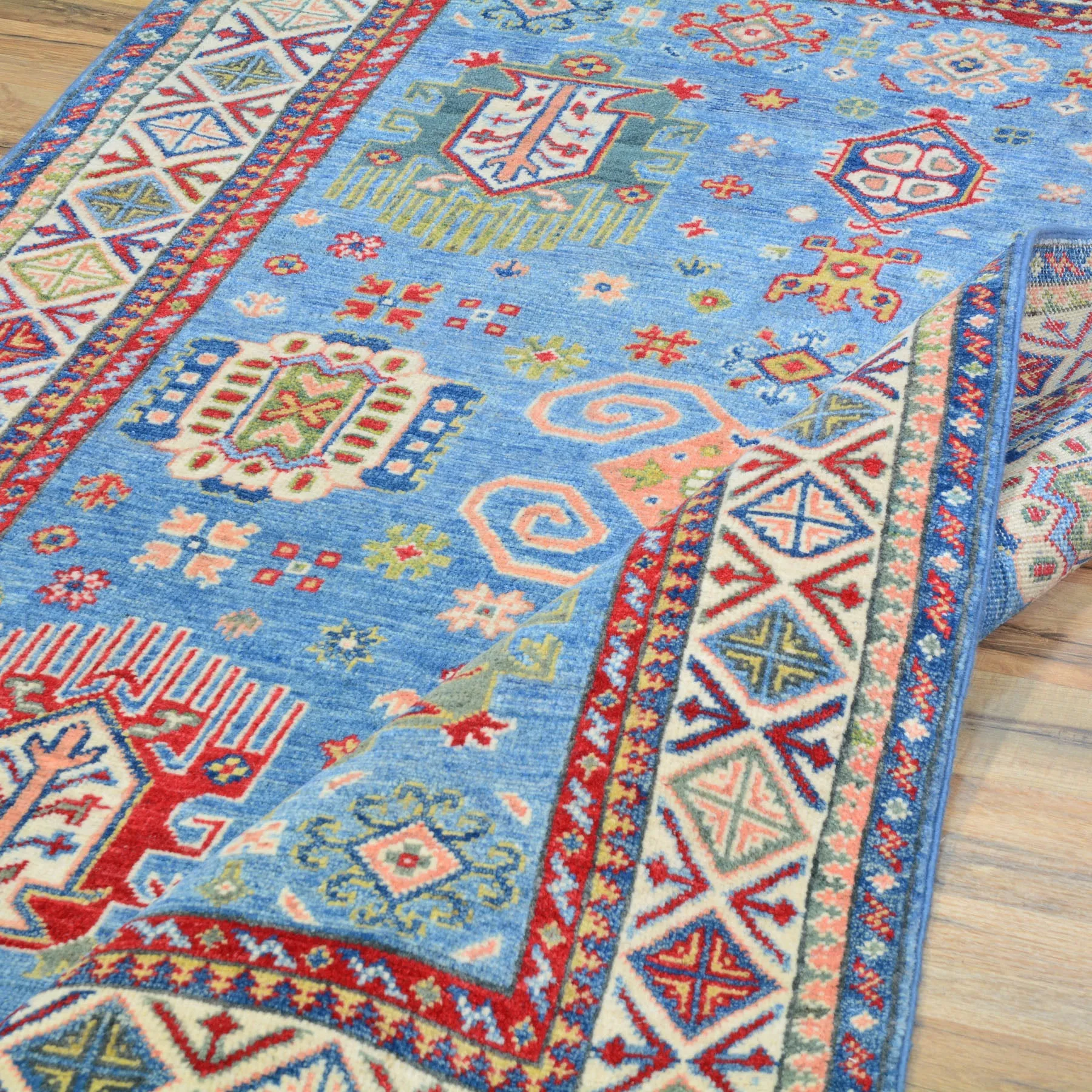 Hand-Knotted Caucasian Design Kazak Wool Handmade Rug (Size 4.0 X 5.9) Cwral-10611