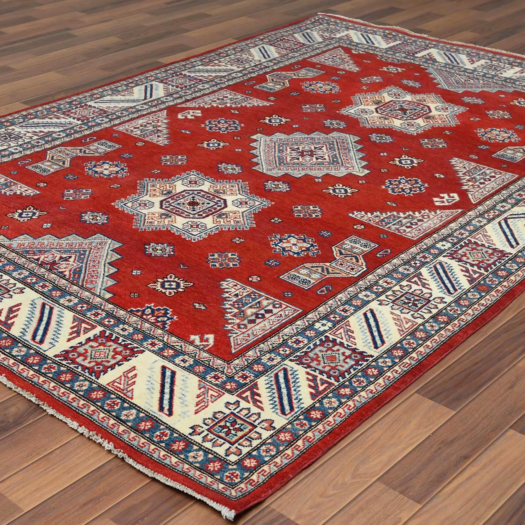 Hand-Knotted Caucasian Design Kazak Wool Handmade Rug (Size 6.0 X 8.8) Cwral-8583
