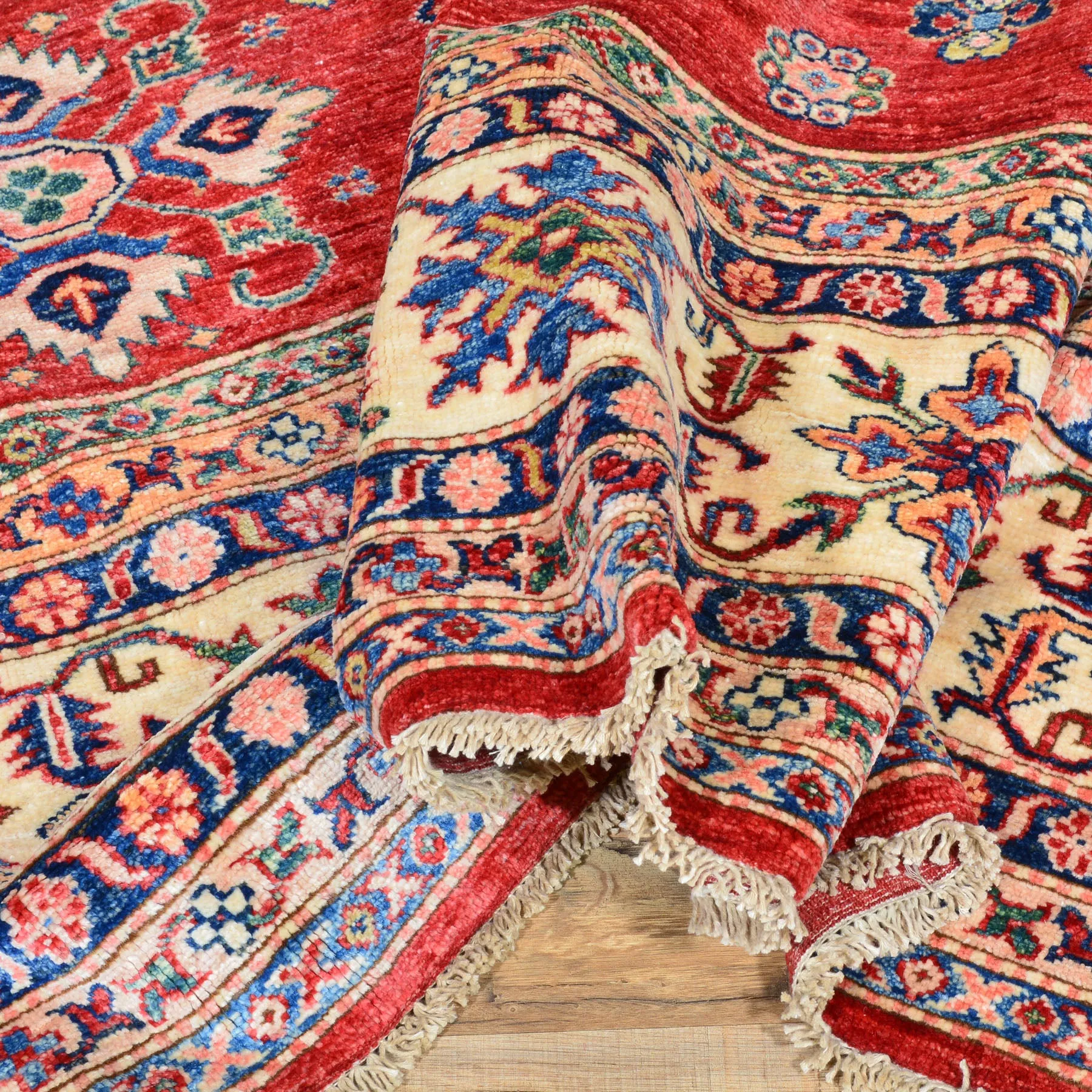 Hand-Knotted Caucasian Design Super Kazak Wool Rug (Size 8.0X 10.0) Cwral-7092