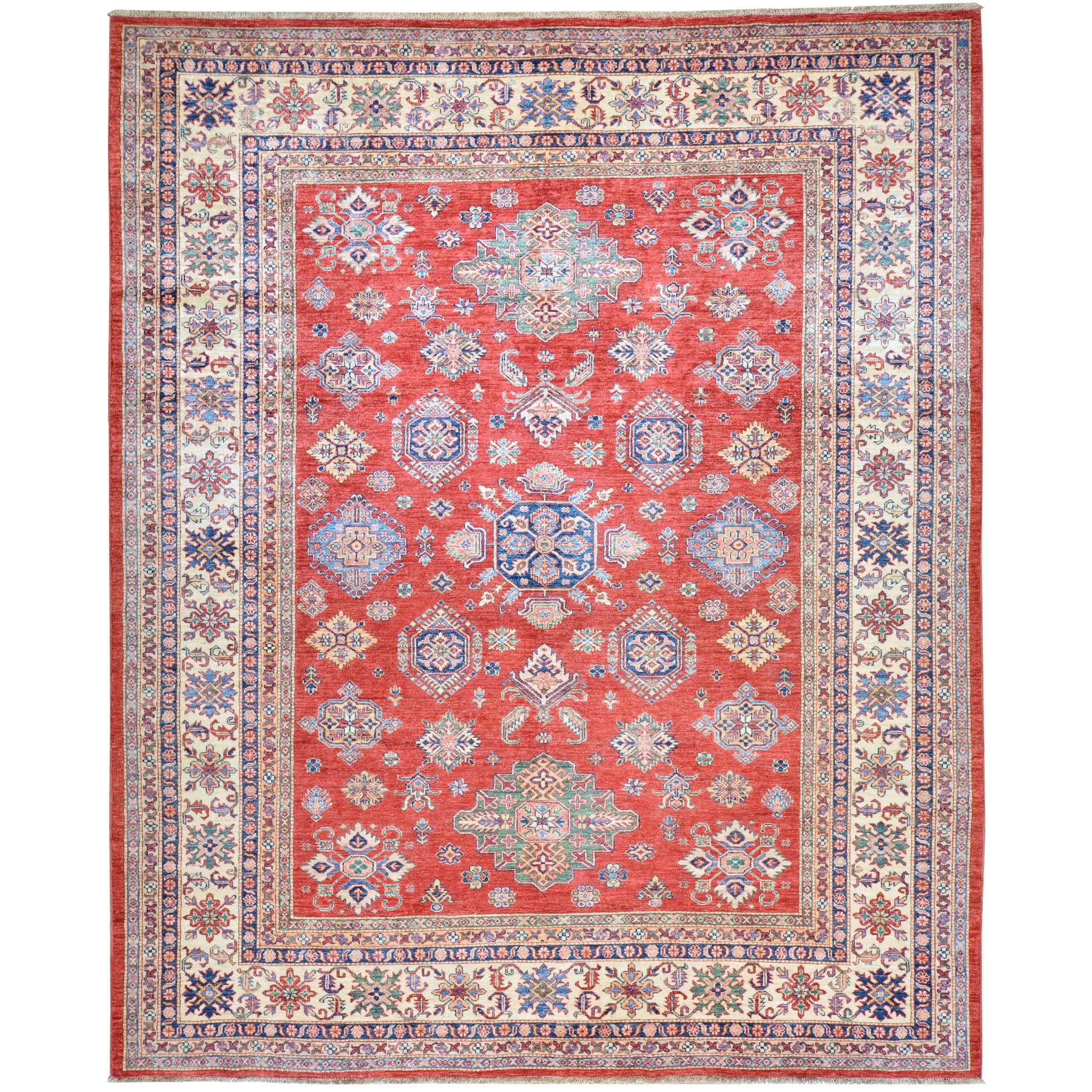 Hand-Knotted Caucasian Design Super Kazak Wool Rug (Size 8.0X 10.0) Cwral-7092