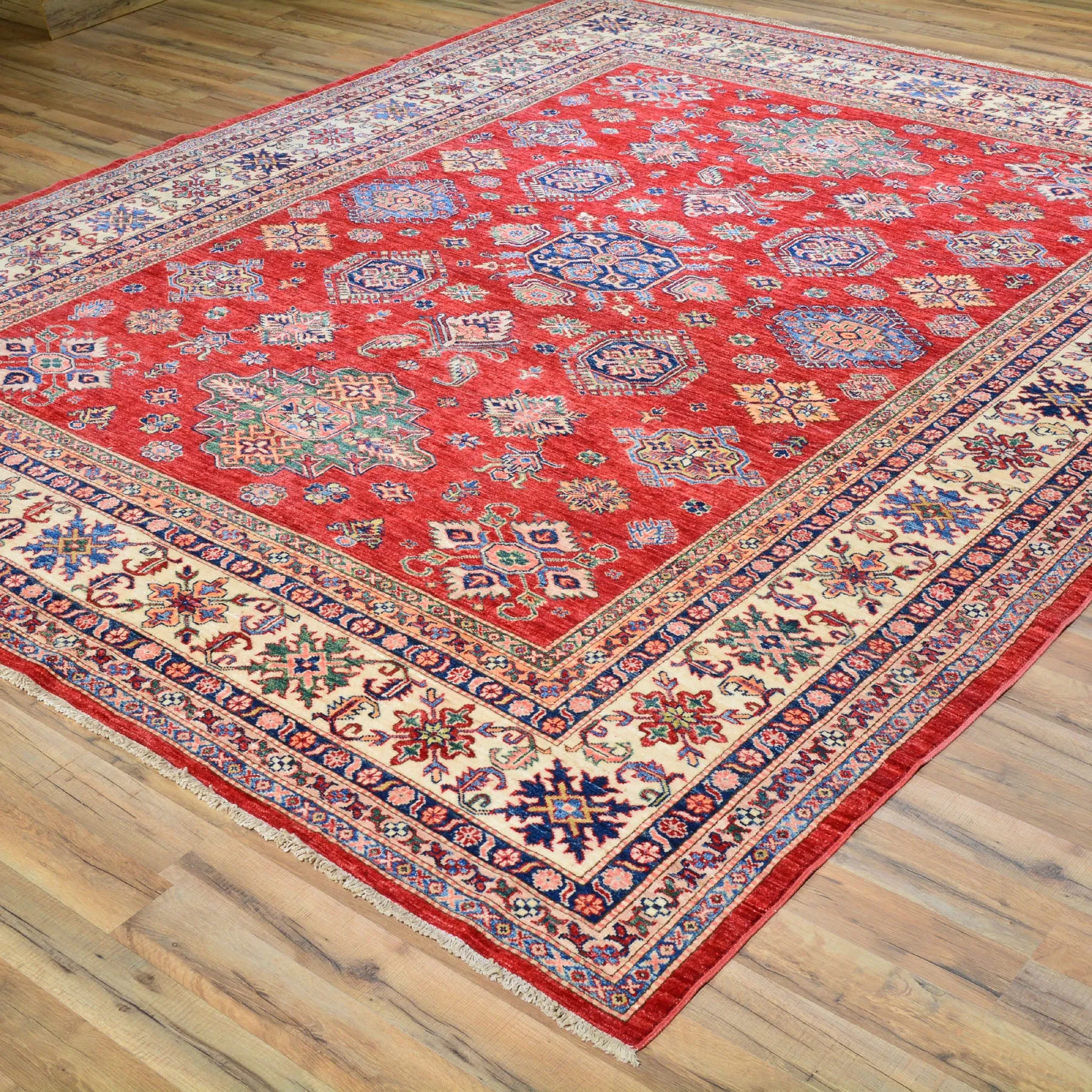 Hand-Knotted Caucasian Design Super Kazak Wool Rug (Size 8.0X 10.0) Cwral-7092