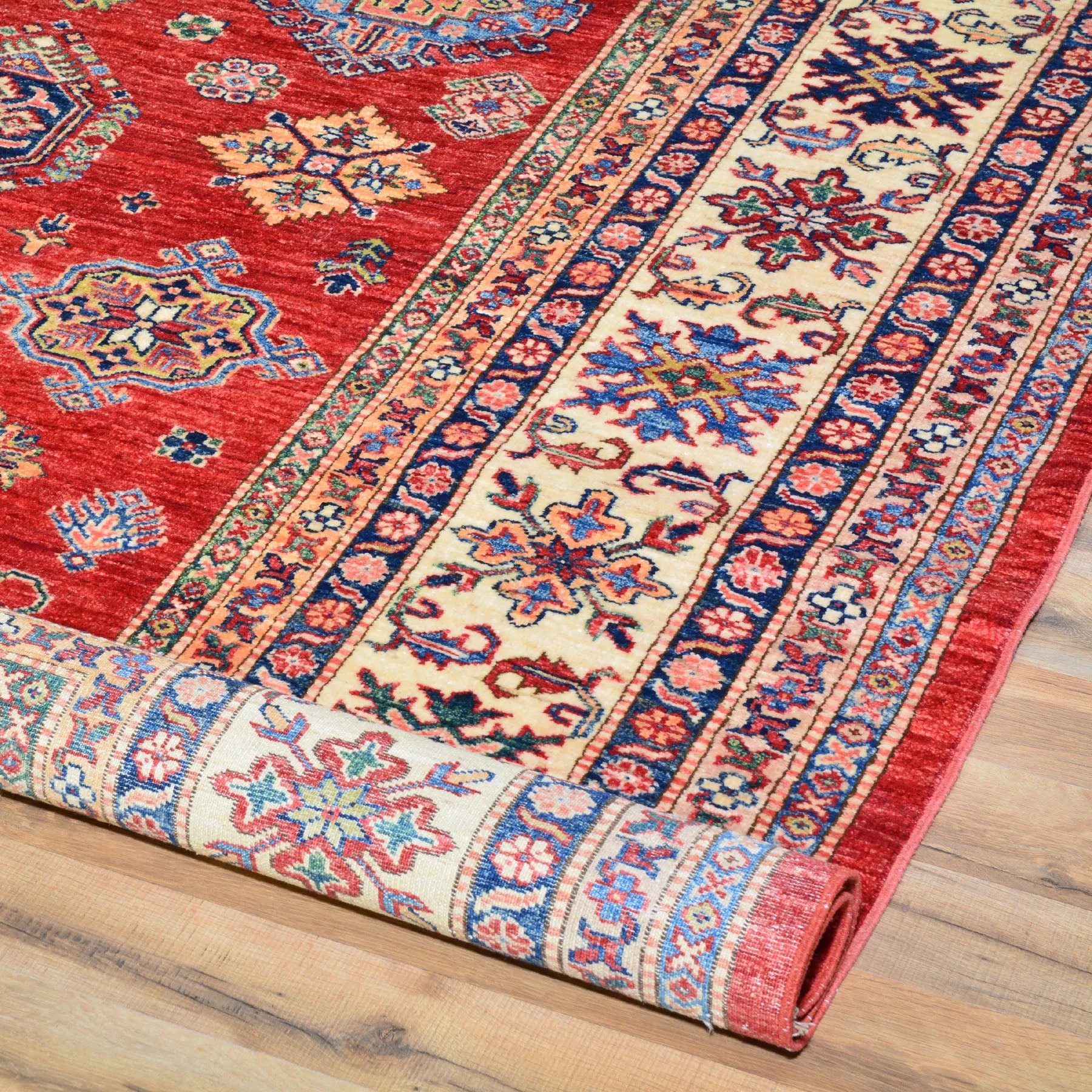 Hand-Knotted Caucasian Design Super Kazak Wool Rug (Size 8.0X 10.0) Cwral-7092