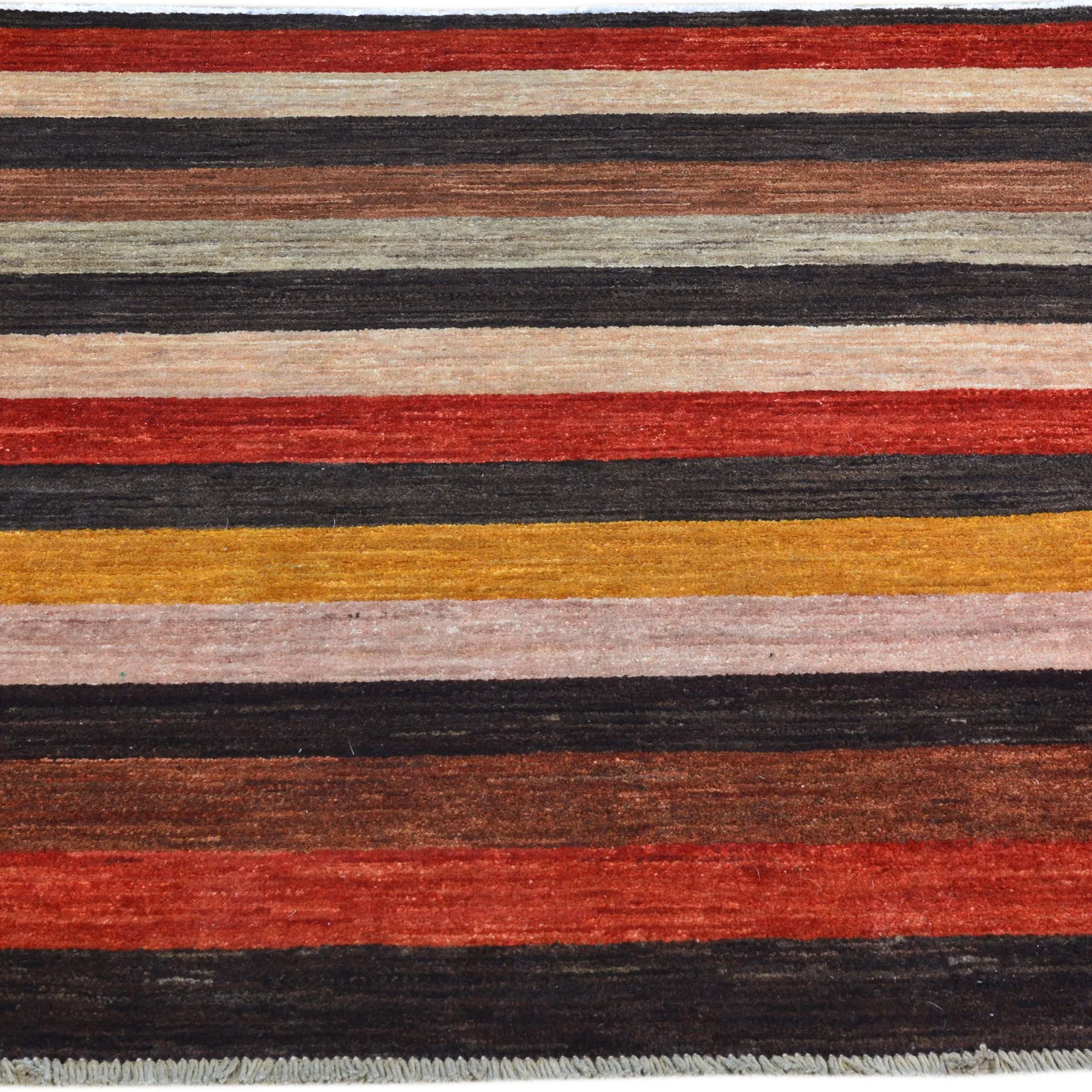 Hand-Knotted Contemporary Strip Gabbeh Wool Handmade Rug (Size 3.5 X 3.9) Cwral-9144