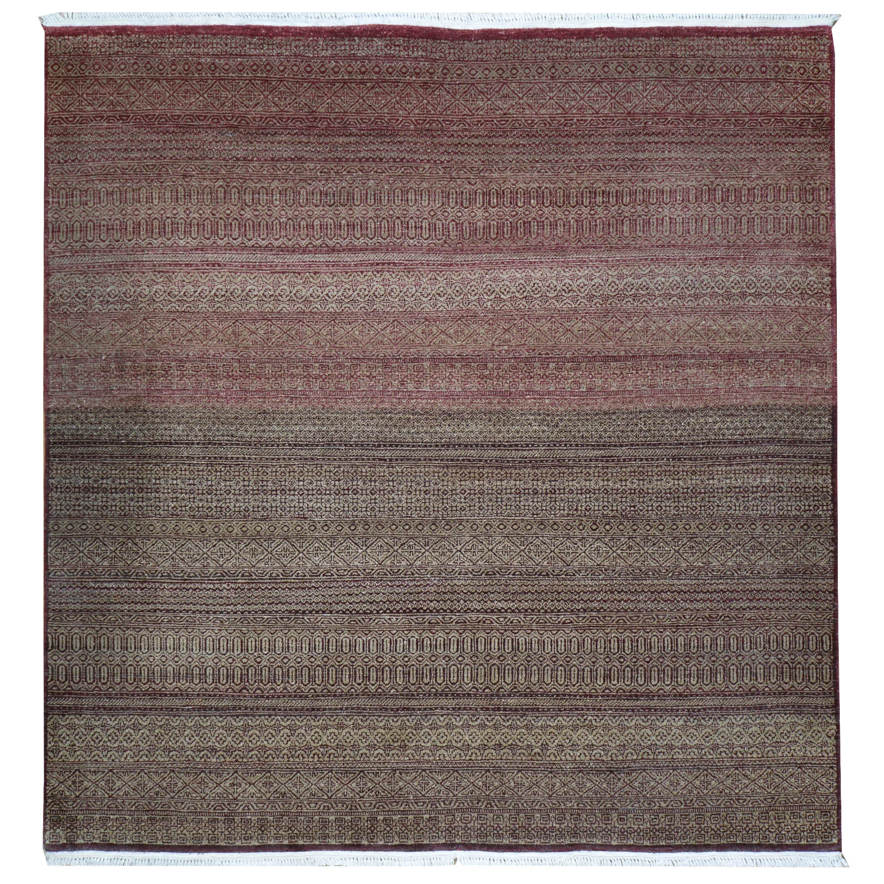 Hand-Knotted Contemporary Strip Gabbeh Wool Handmade Rug (Size 6.1 X 6.0) Cwral-10470