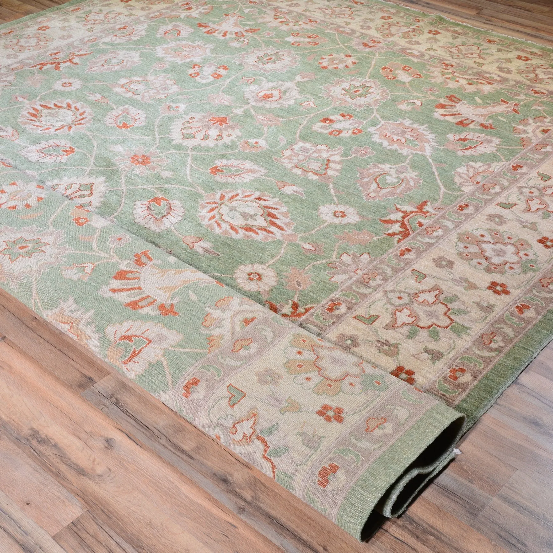 Hand-Knotted Fine Chobi Peshawar Oushak Wool Rug (Size 9.3 X 11.8) Brral-1296