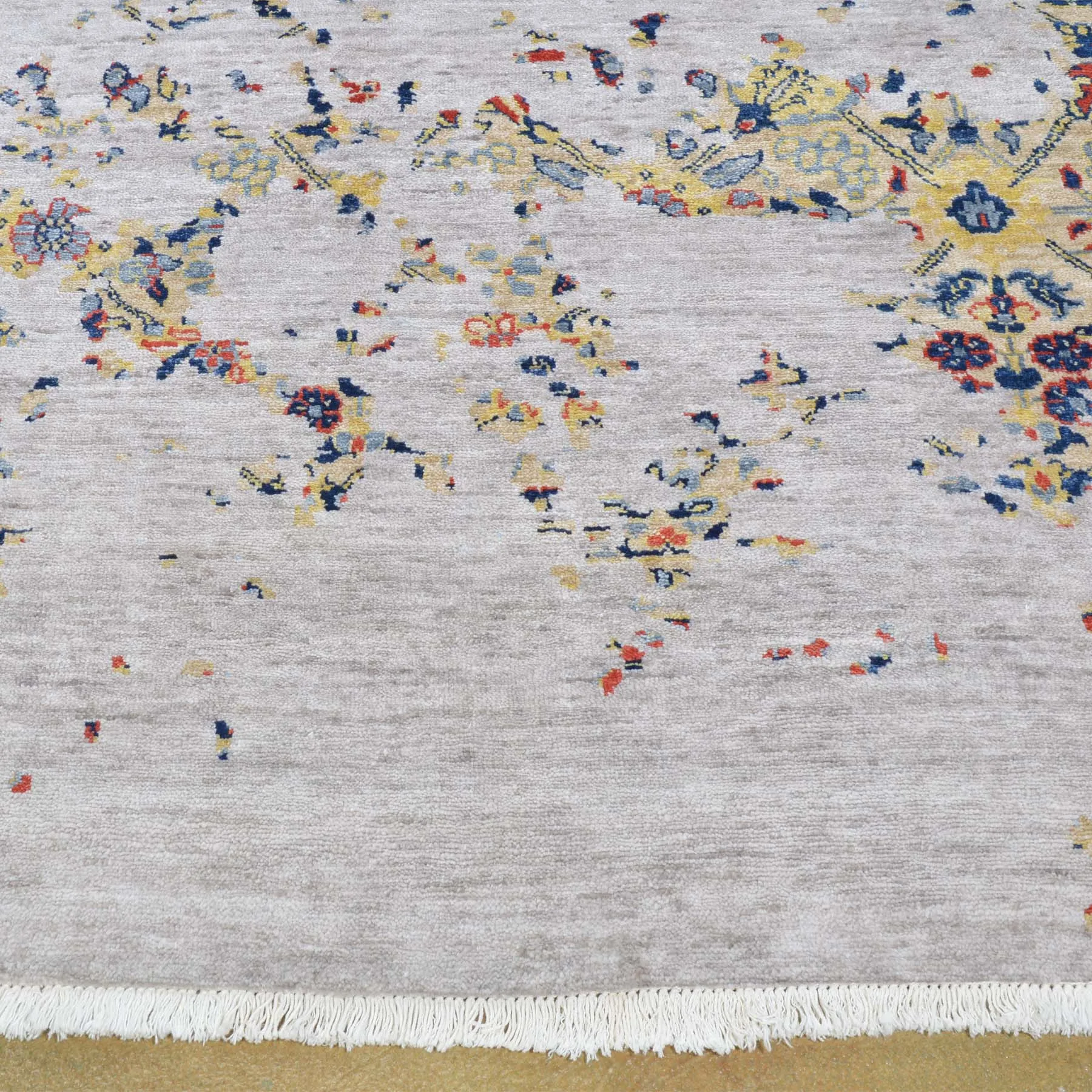 Hand-Knotted Fine Modern Broken Design Wool Bamboo Silk Rug (Size 7.10 X 10.3) Brral-3408