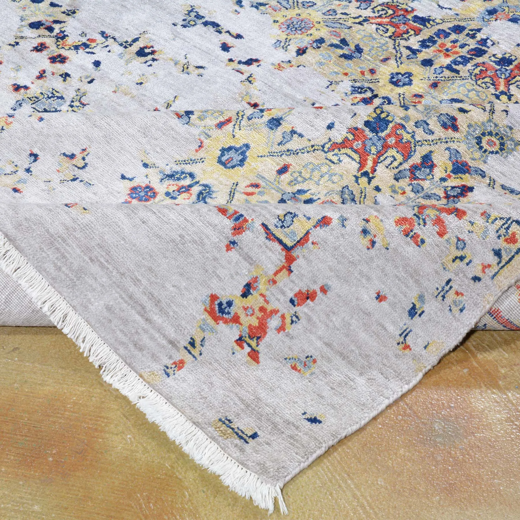 Hand-Knotted Fine Modern Broken Design Wool Bamboo Silk Rug (Size 7.10 X 10.3) Brral-3408
