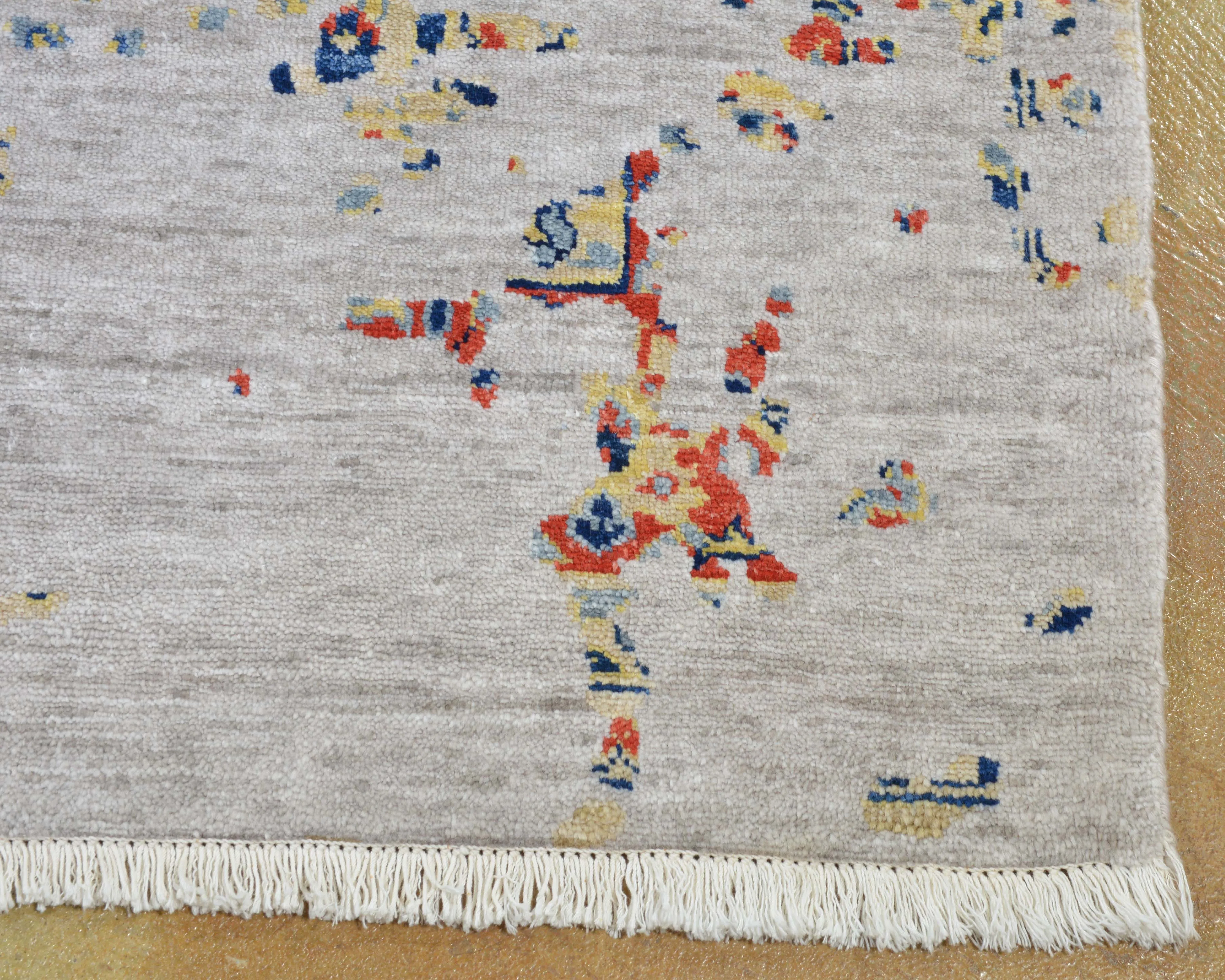 Hand-Knotted Fine Modern Broken Design Wool Bamboo Silk Rug (Size 7.10 X 10.3) Brral-3408
