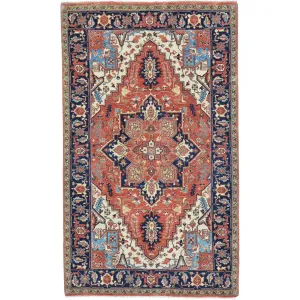 Hand-Knotted Fine Oriental Heriz Design Wool Handmade Rug (Size 3.1 X 5.2) Cwral-10857