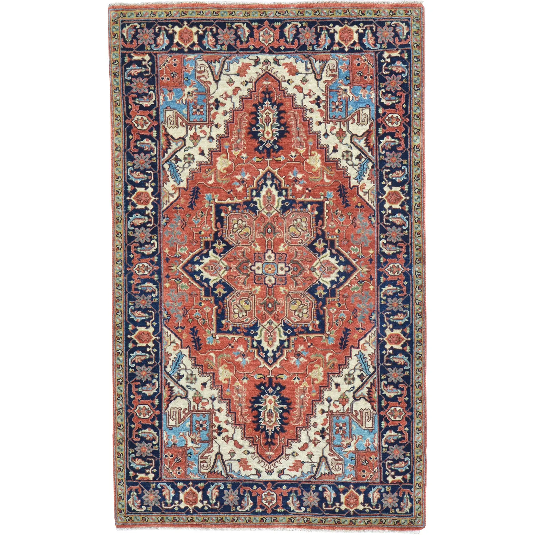 Hand-Knotted Fine Oriental Heriz Design Wool Handmade Rug (Size 3.1 X 5.2) Cwral-10857
