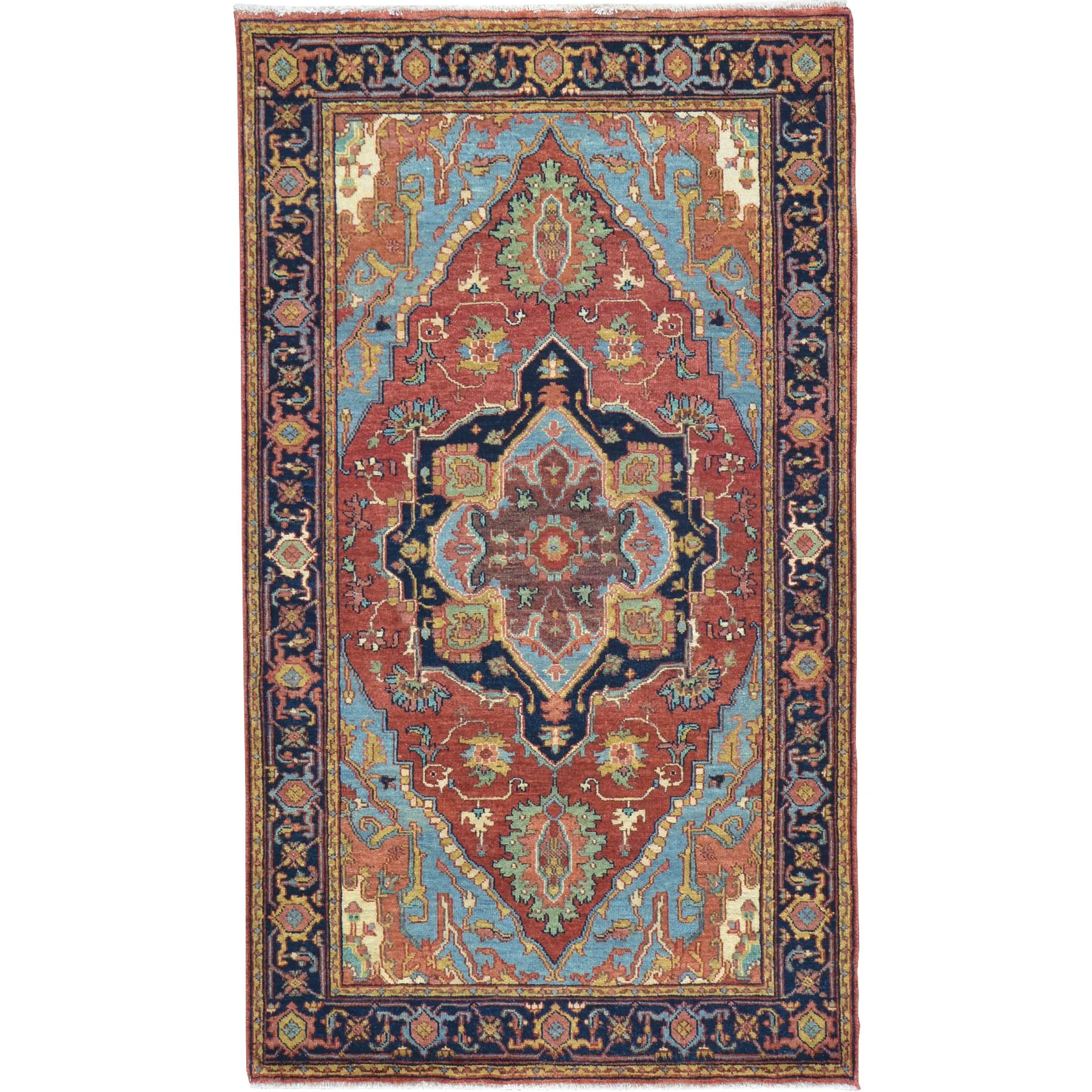 Hand-Knotted Fine Oriental Heriz Design Wool Handmade Rug (Size 3.1 X 5.3) Cwral-10854