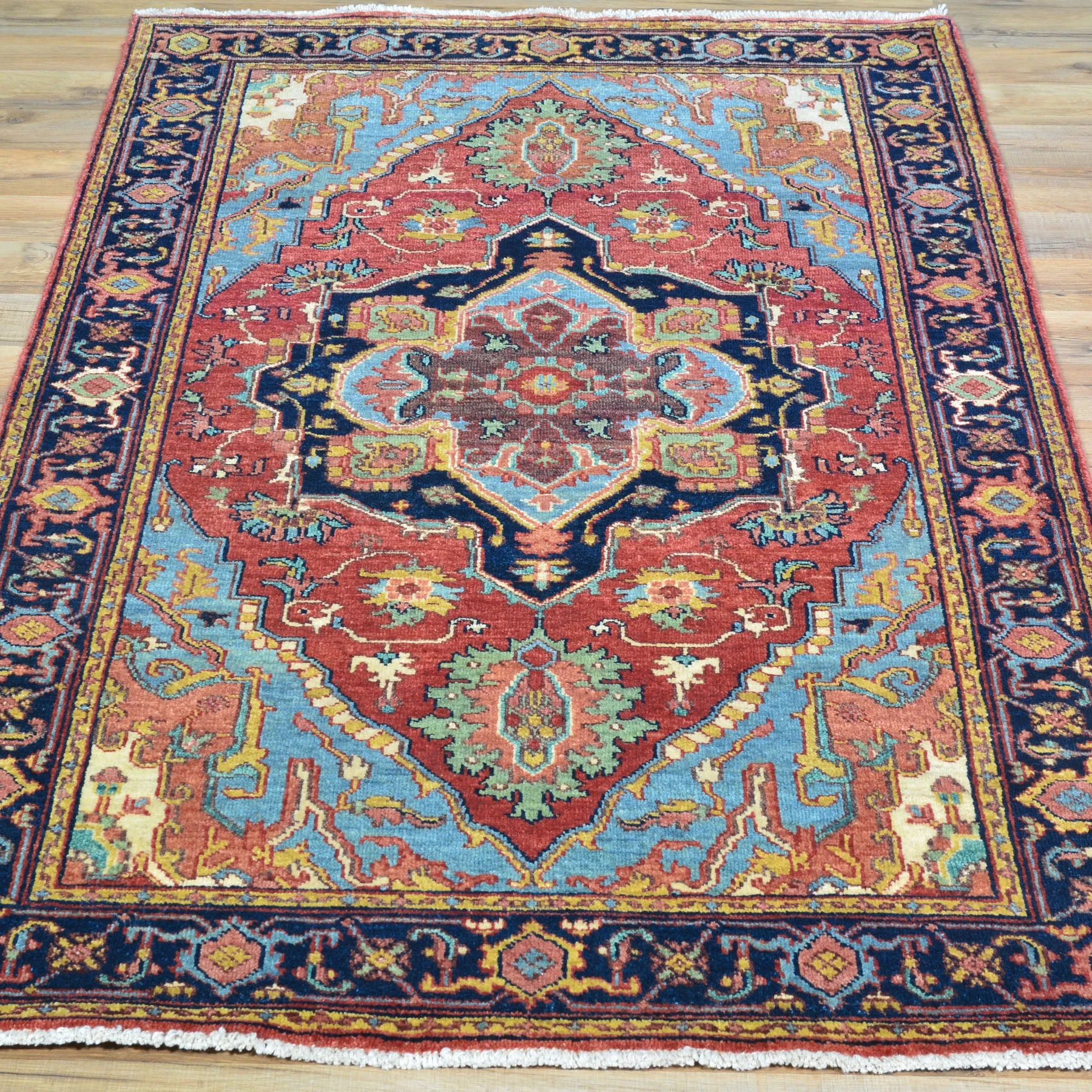 Hand-Knotted Fine Oriental Heriz Design Wool Handmade Rug (Size 3.1 X 5.3) Cwral-10854
