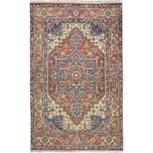 Hand-Knotted Fine Oriental Serapi Heriz Design Wool Rug (Size 4.0 X 6.2) Brrsf-675