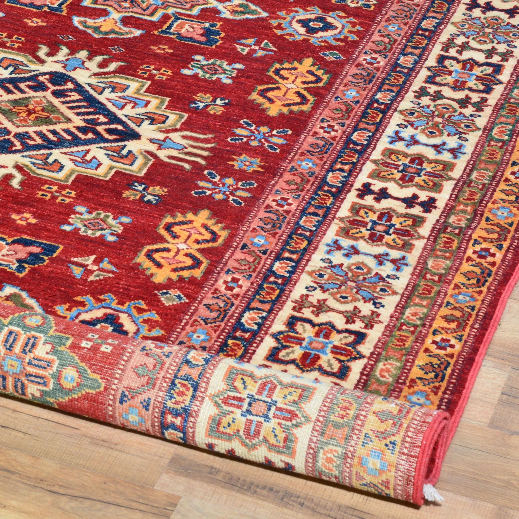 Hand-Knotted Fine Oriental Super Kazak Design Wool Rug (Size 4.0 X 6.0) Cwral-7239