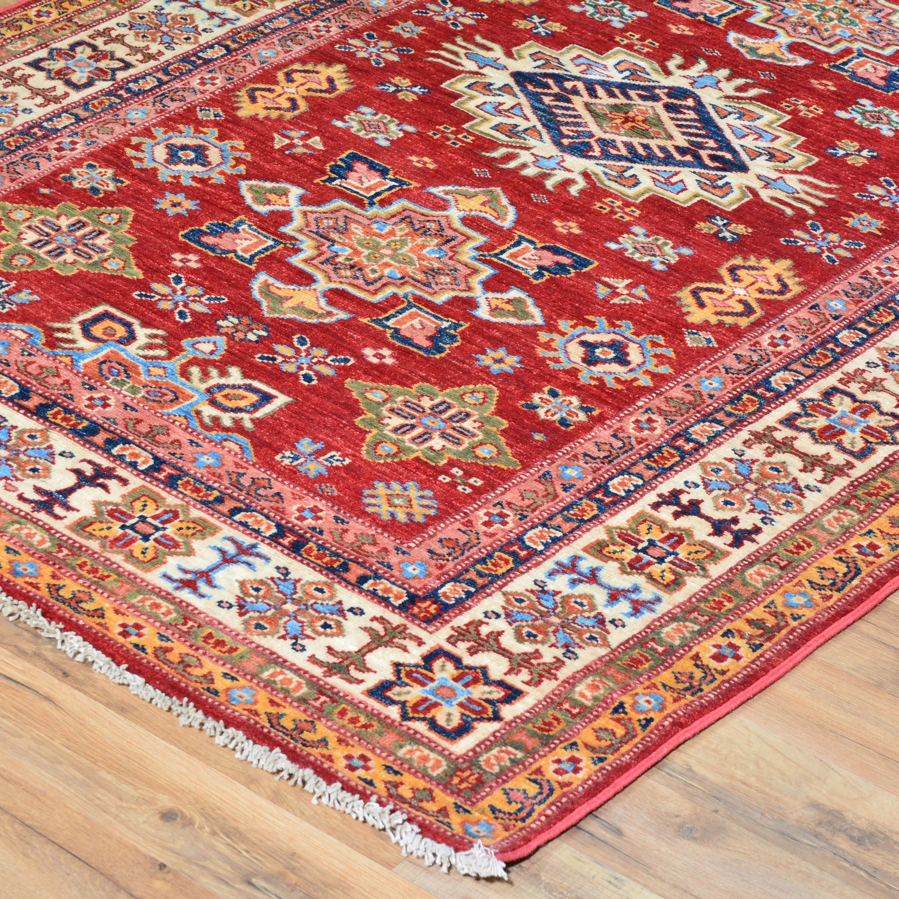 Hand-Knotted Fine Oriental Super Kazak Design Wool Rug (Size 4.0 X 6.0) Cwral-7239