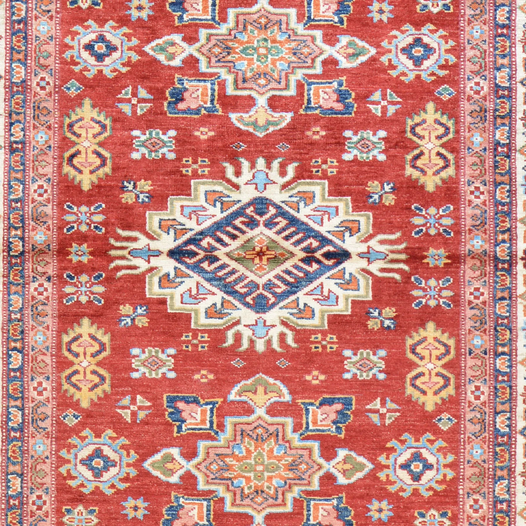 Hand-Knotted Fine Oriental Super Kazak Design Wool Rug (Size 4.0 X 6.0) Cwral-7239
