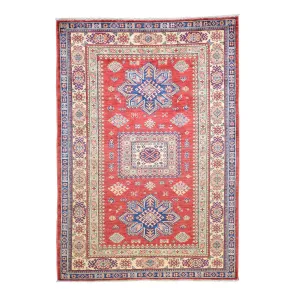Hand-Knotted Fine Oriental Super Kazak Tribal Design Wool Rug (Size 4.3 X 6.0) Brral-2409