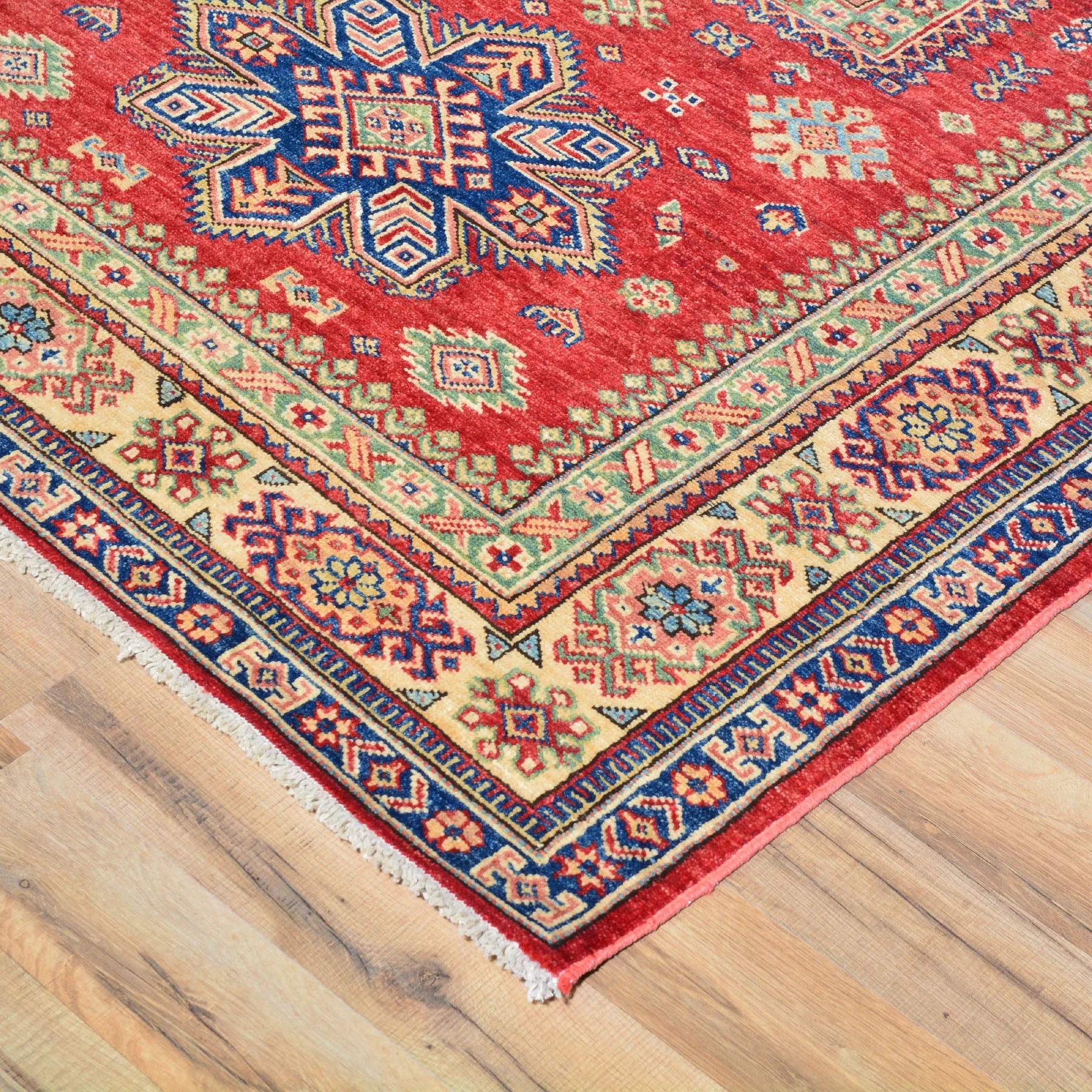 Hand-Knotted Fine Oriental Super Kazak Tribal Design Wool Rug (Size 4.3 X 6.0) Brral-2409
