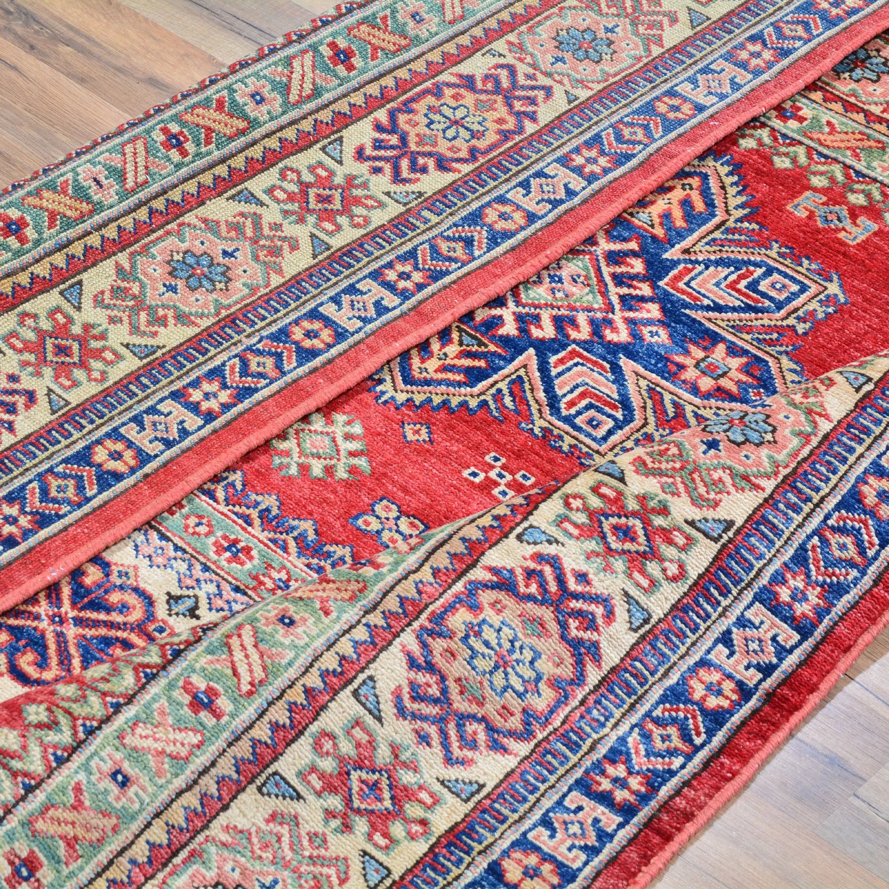 Hand-Knotted Fine Oriental Super Kazak Tribal Design Wool Rug (Size 4.3 X 6.0) Brral-2409